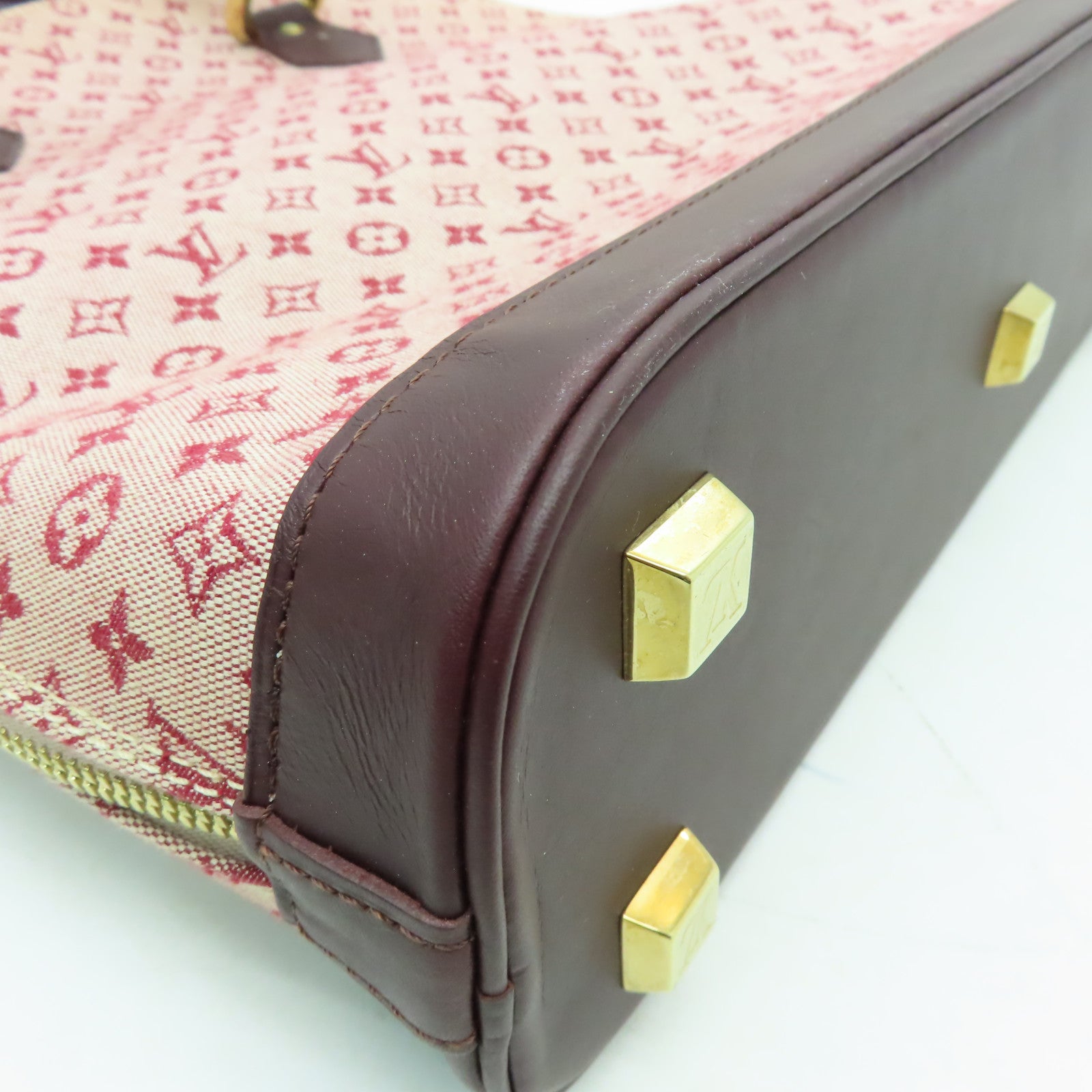 LOUIS VUITTON Monogram Alma Haut金扣手挽袋酒紅色