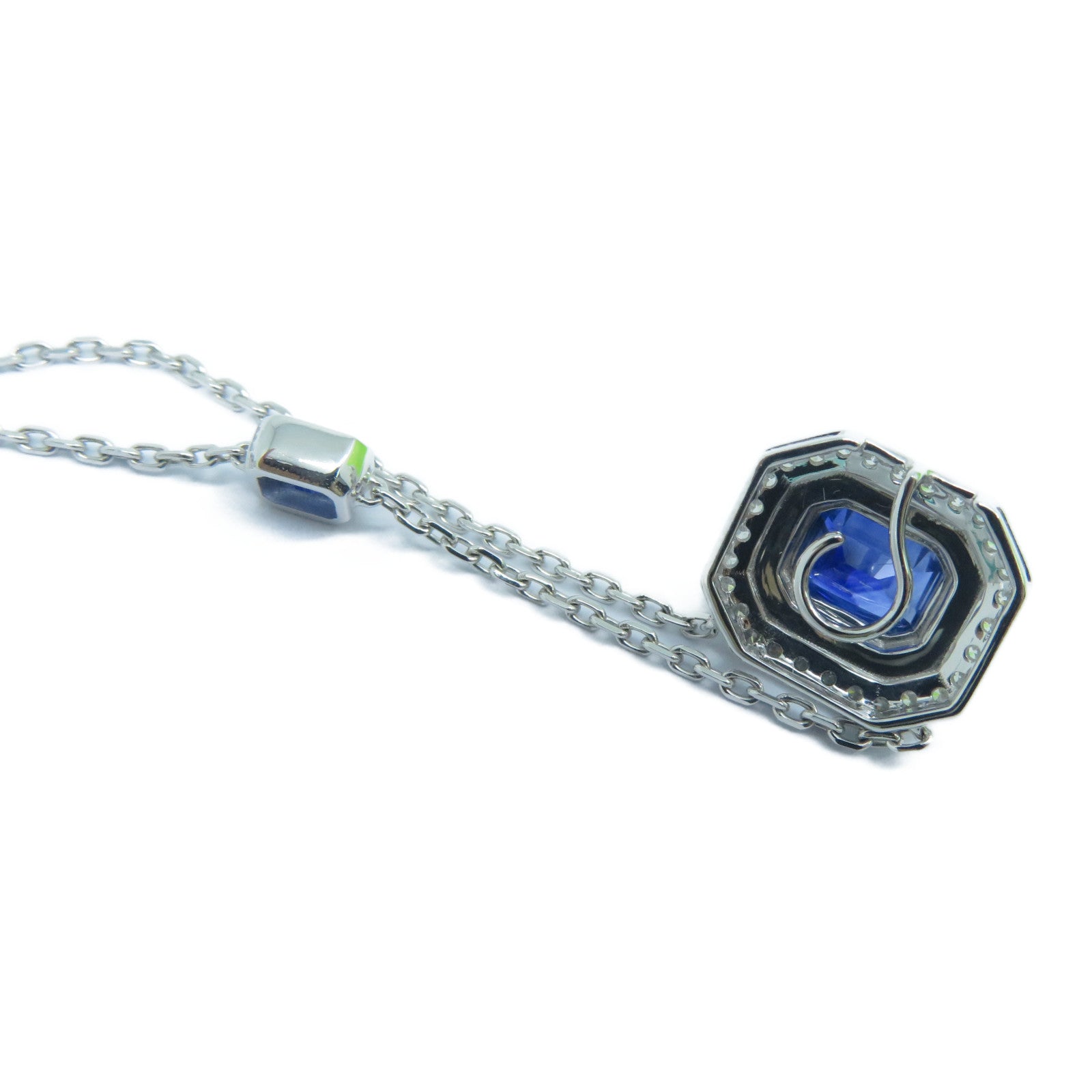 JEWELRY 18K白金Necklaces1.54/0.40ct藍寶石0.377ct鑽石項鏈