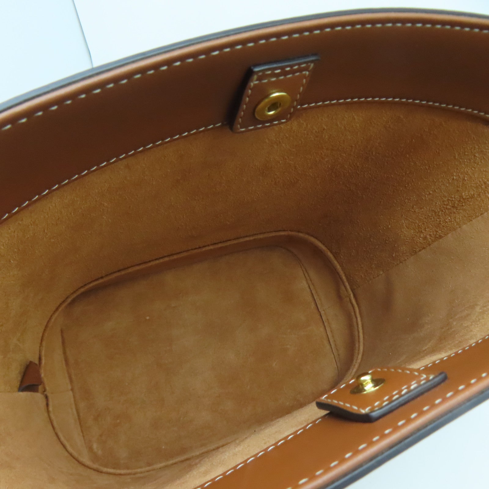 CELINE 牛皮皮革Small Bucket Bag金扣肩背袋啡色
