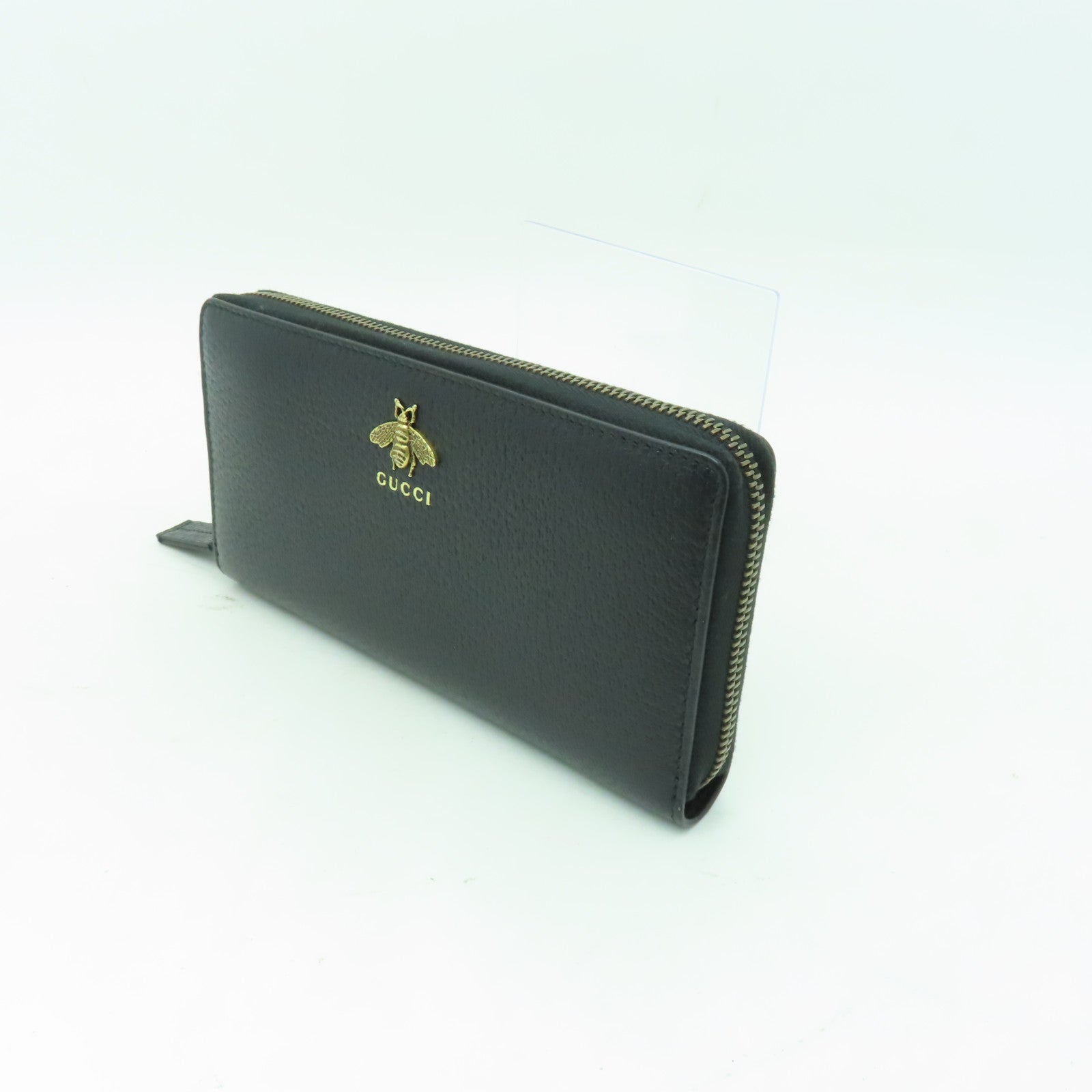 GUCCI 牛皮皮革Long Wallet金扣長錢包黑色