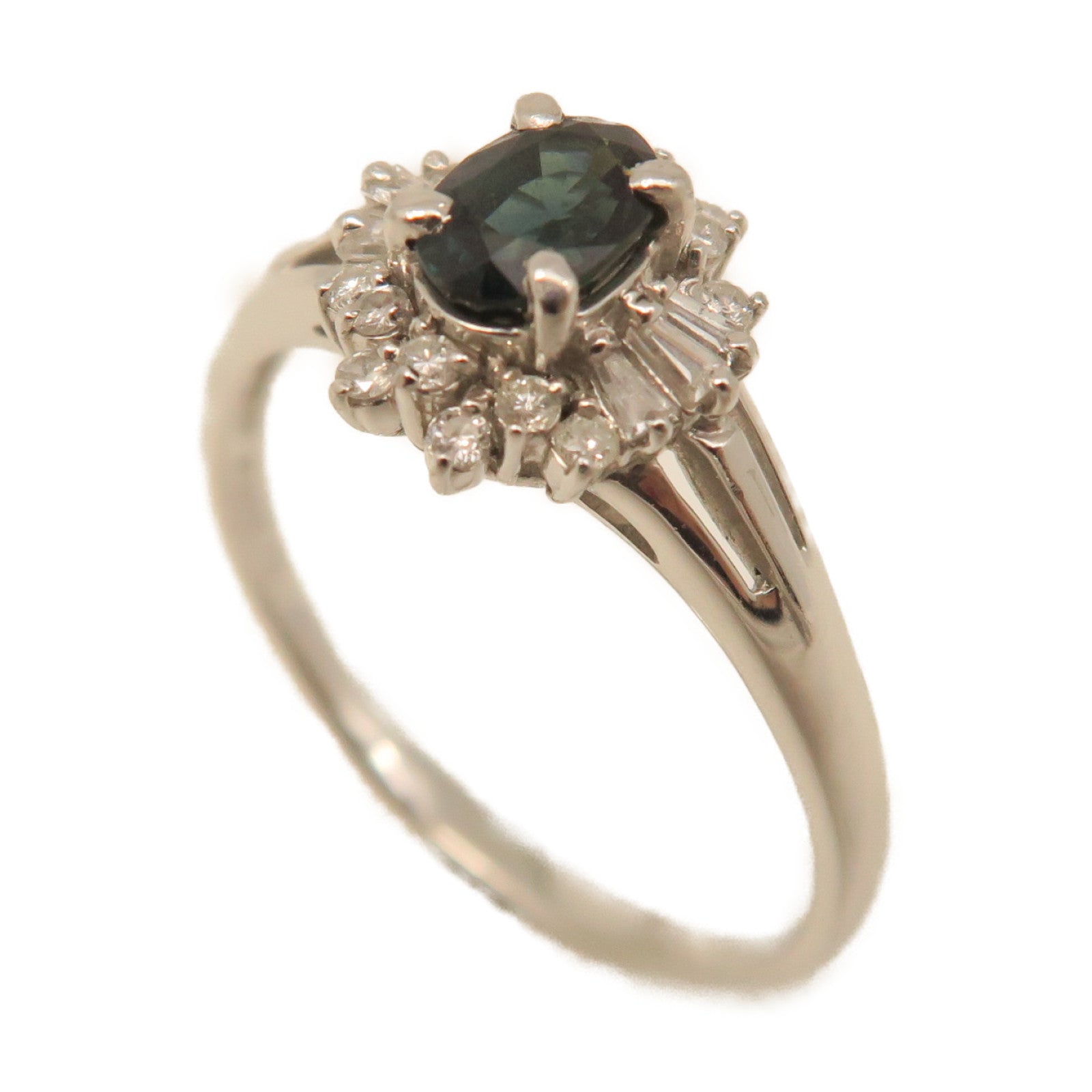 JEWELRY PT900鉑金Sapphire Diamond Ring藍寶石/鑽石戒指US#9.5