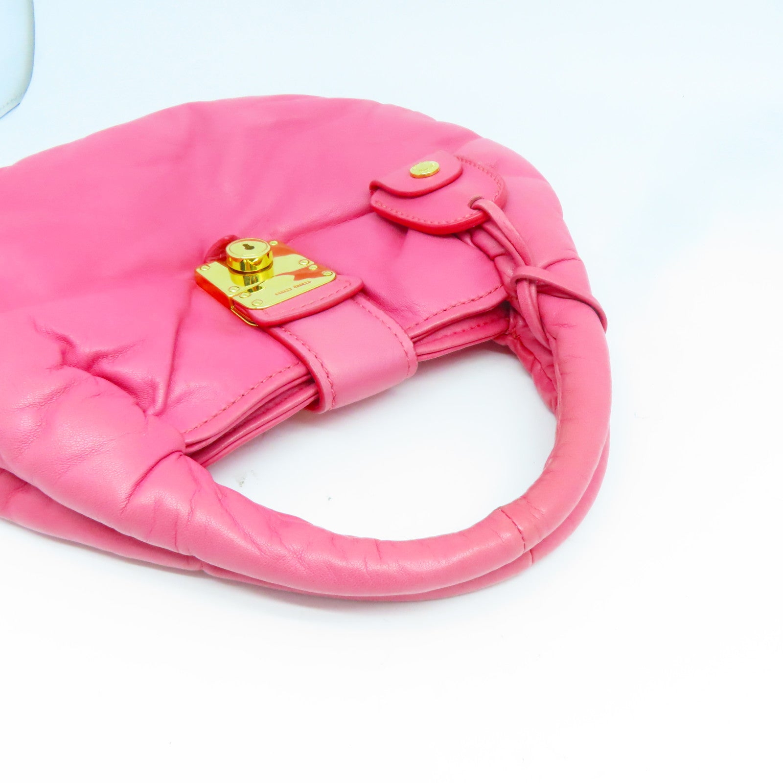 Miu Miu 羊皮皮革Hand Bag金扣手挽袋粉紅色