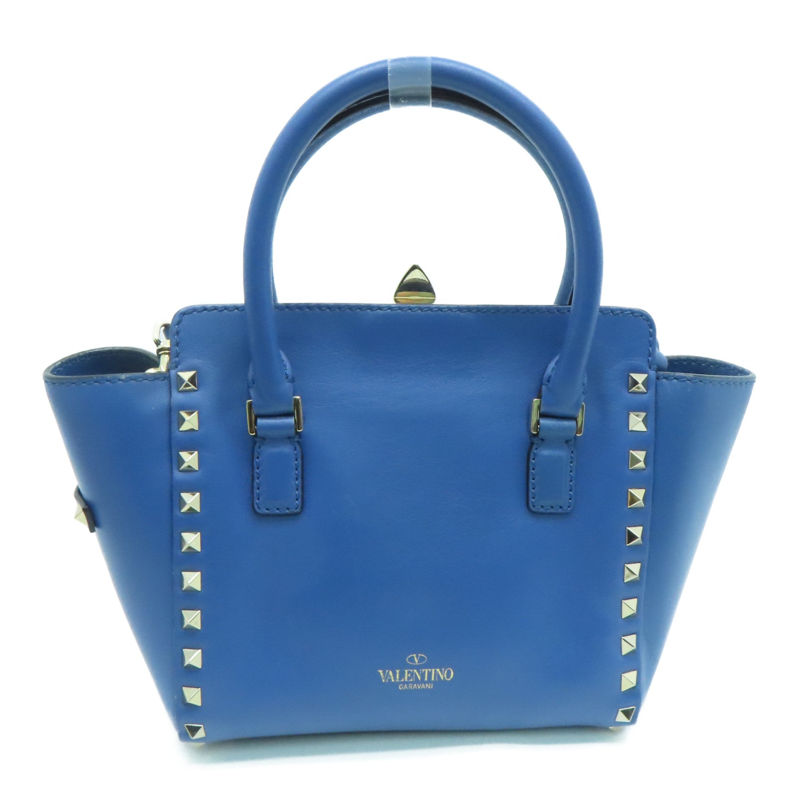 Valentino 牛皮皮革2Way Shoulder金扣手挽肩背两用袋蓝色