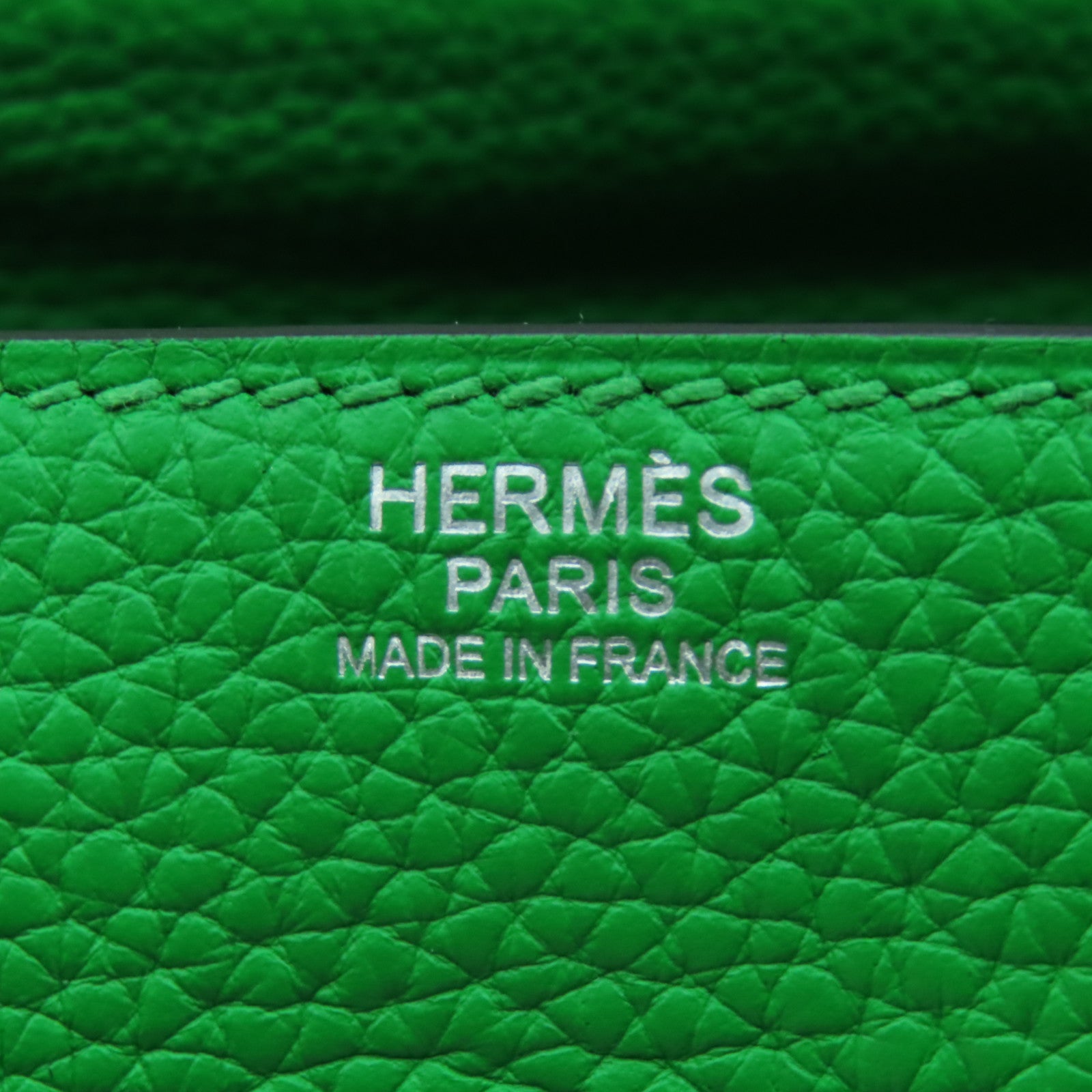 HERMES Clemence皮革Lindy 34銀扣手挽肩背兩用袋Bambou竹子綠色