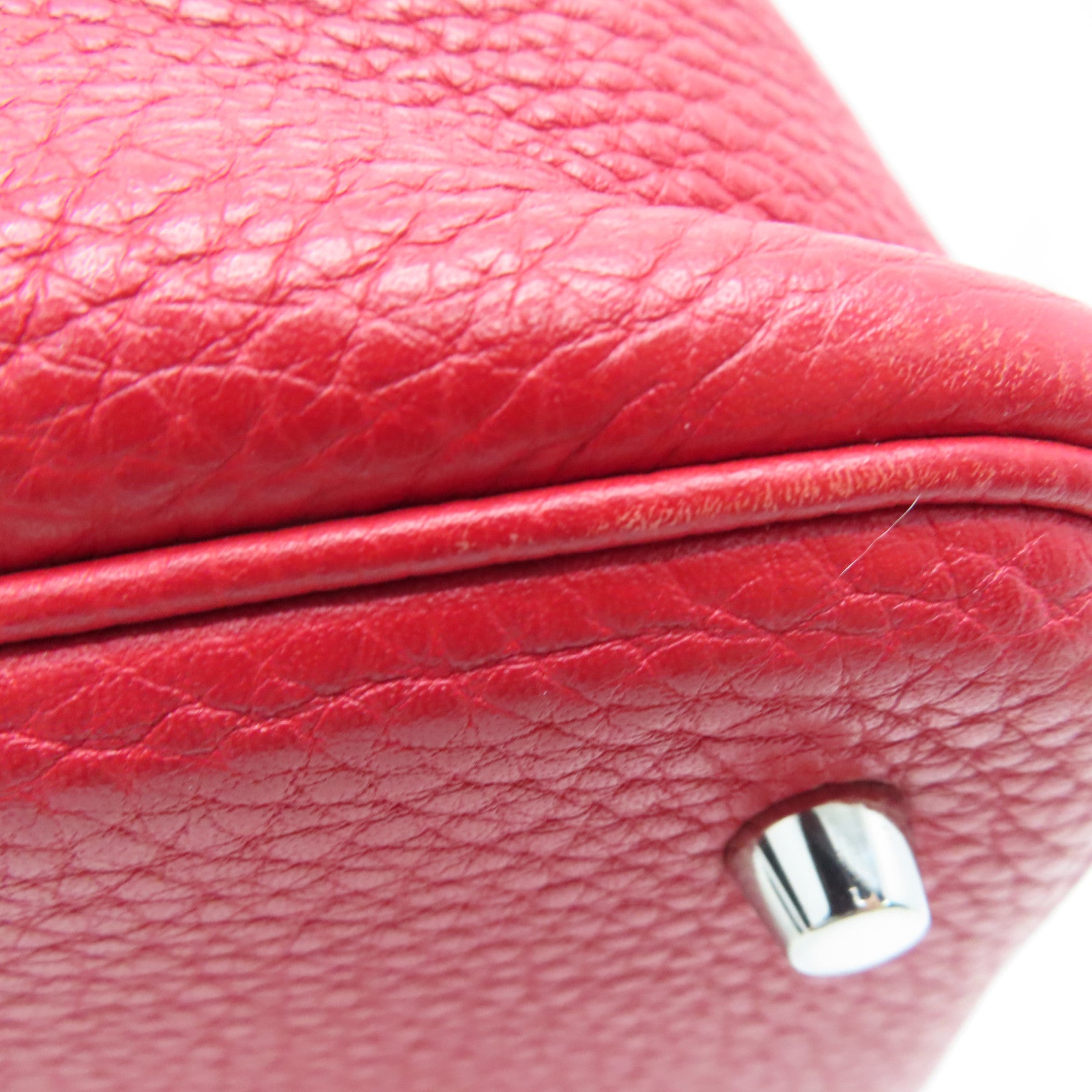 HERMES 【激减优惠】Clemence皮革Picotin MM银扣手挽袋Rouge Casaque（Q5）/红色