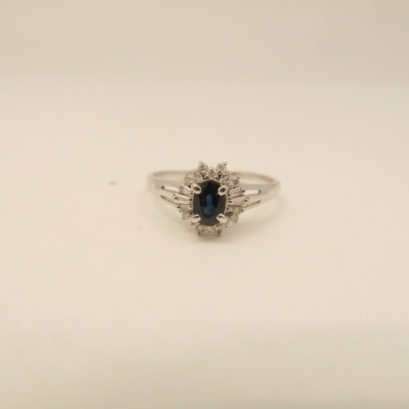 JEWELRY PT900鉑金Sapphire Diamond Ring藍寶石/鑽石戒指US#9.5