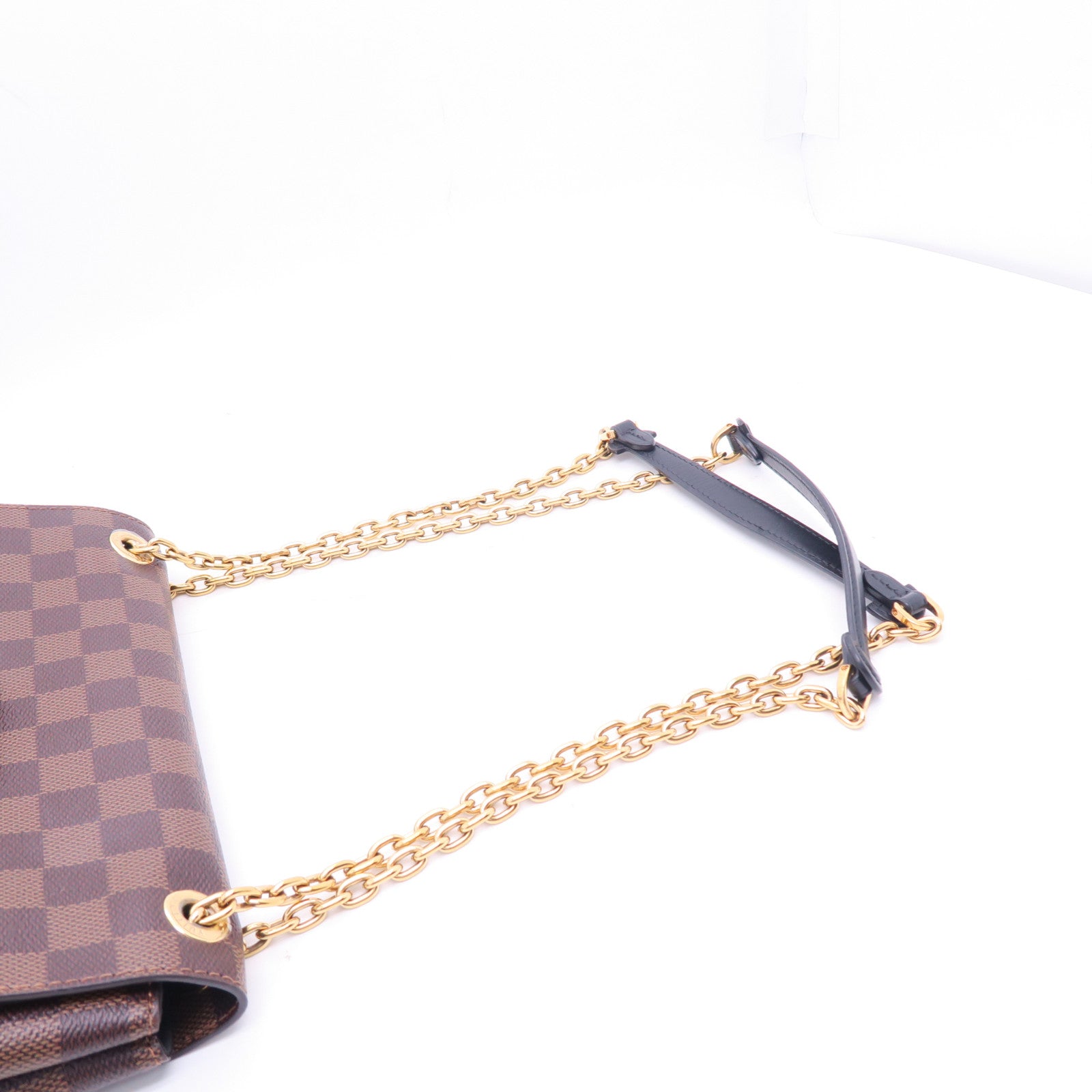 LOUIS VUITTON Damier Vavin PM金扣鏈帶手挽肩背兩用袋啡色
