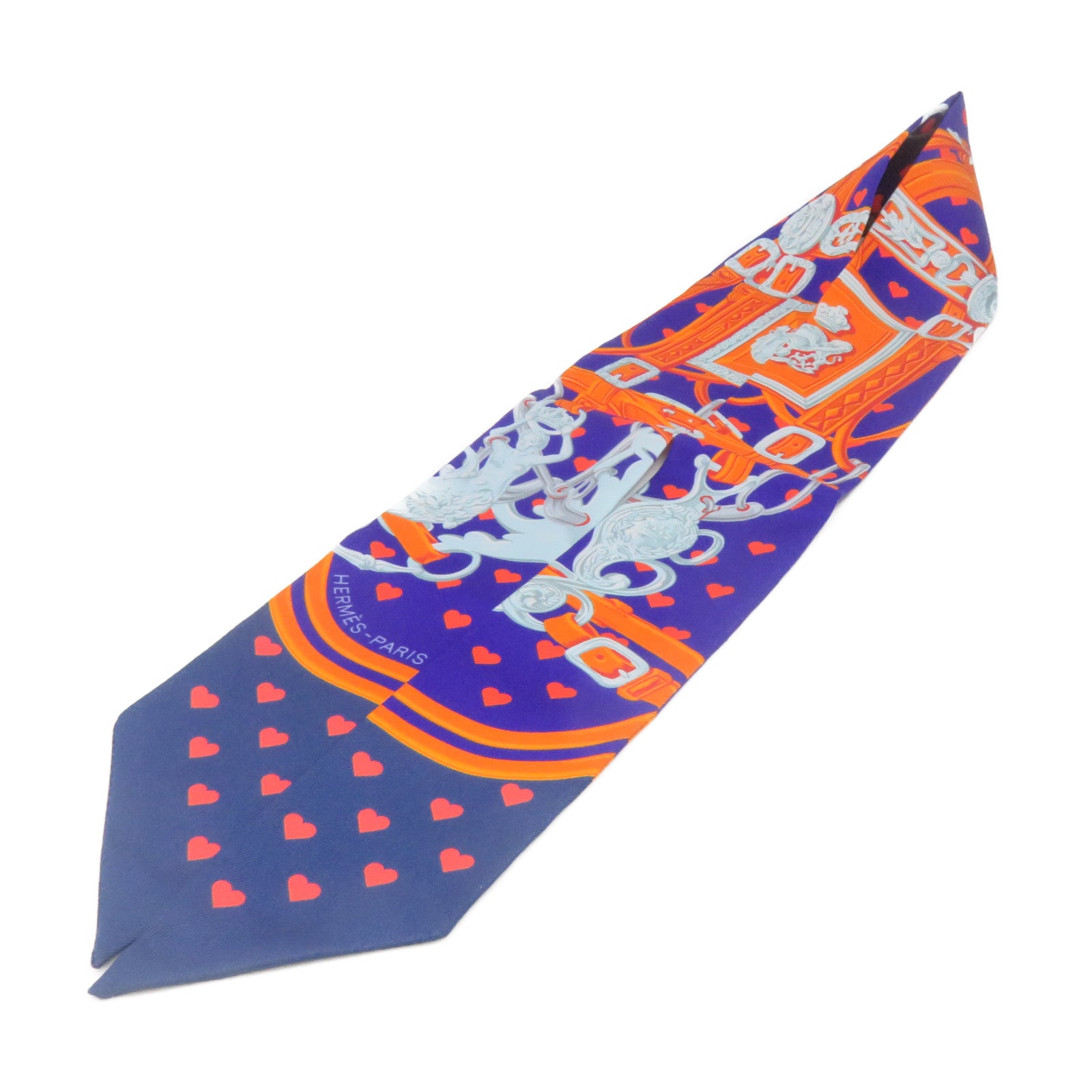 HERMES 絲質Twilly Scarf絲巾橙色/紫色/銀色/彩色