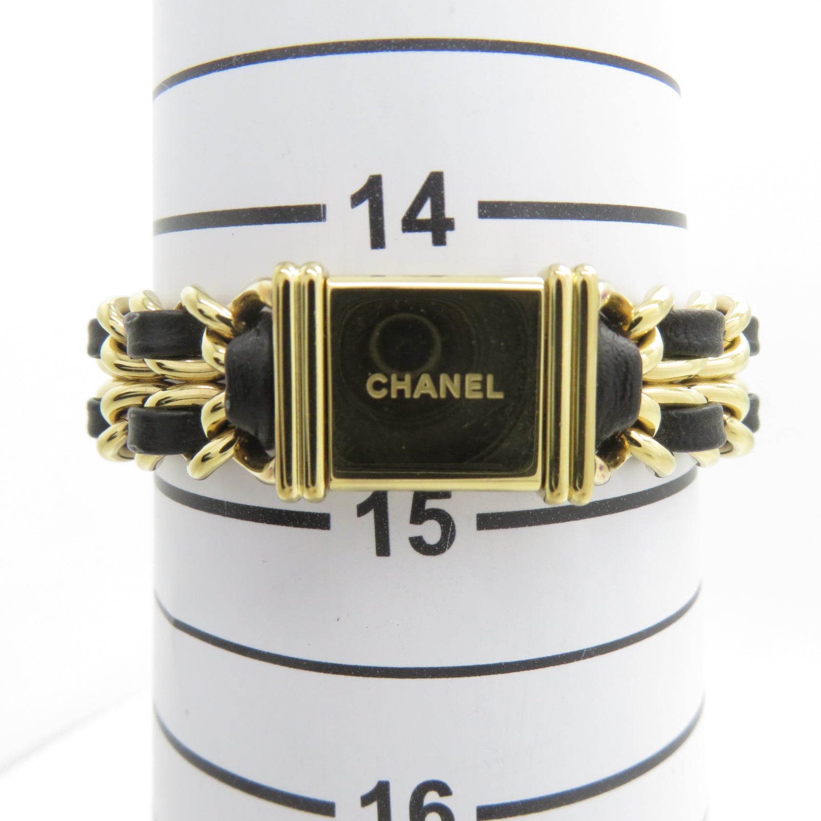 CHANEL Premiere Ediere Originale不鏽鋼/皮革石英機芯手錶黑色/金色