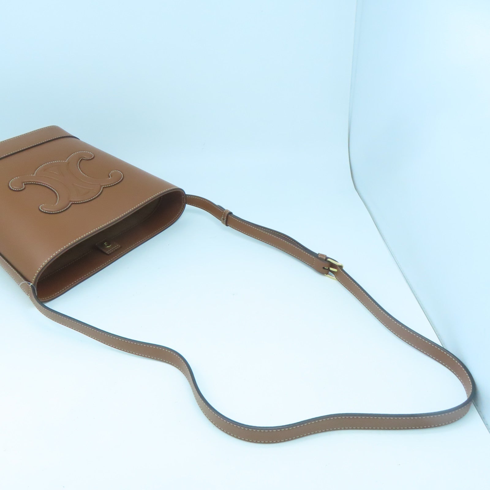 CELINE 牛皮皮革Small Bucket Bag金扣肩背袋啡色