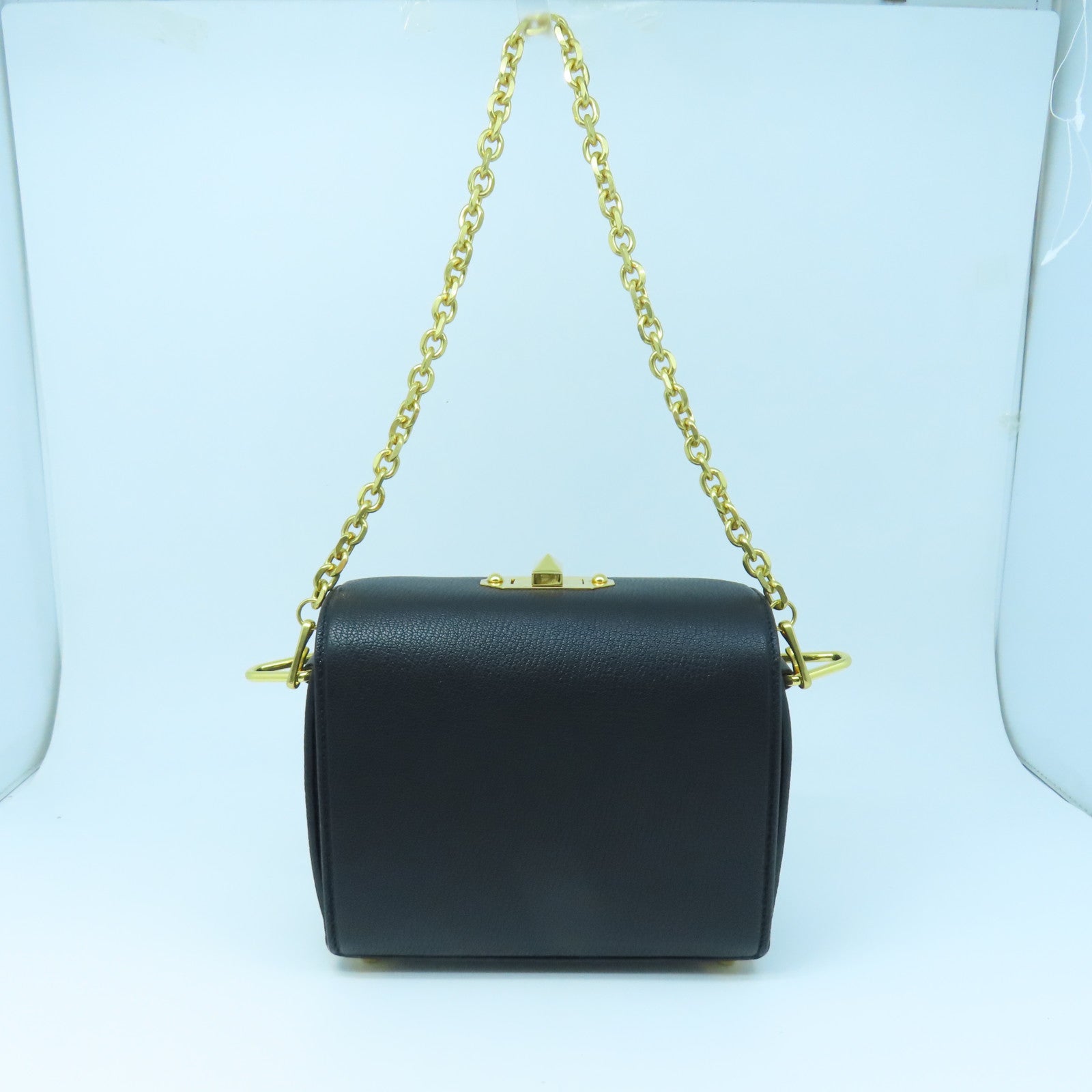 SELECTION Leather Alexander McQueen Gold Buckle Shoulder Bag Black