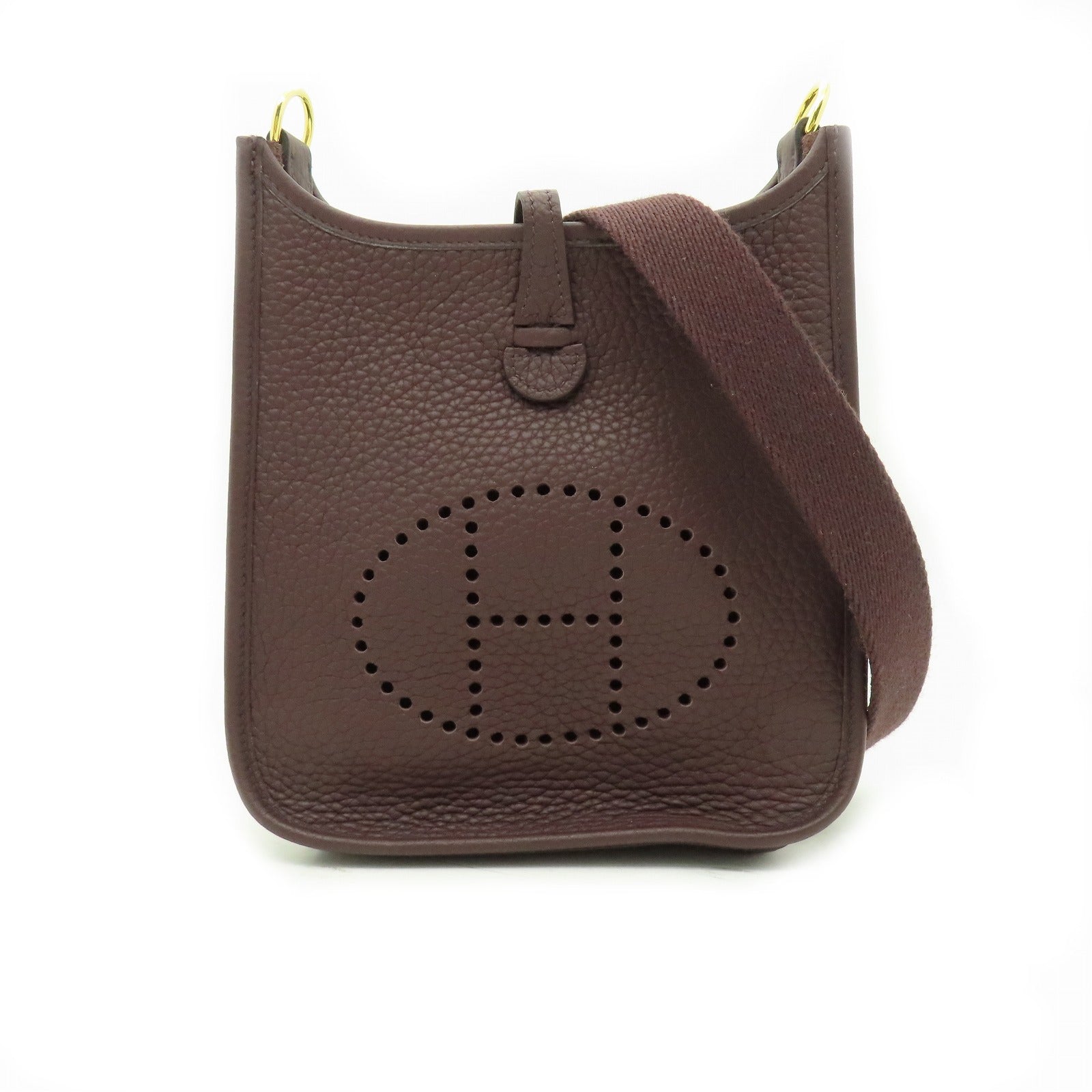 HERMES Clemence皮革Evelyne TPM金扣肩背袋啡色
