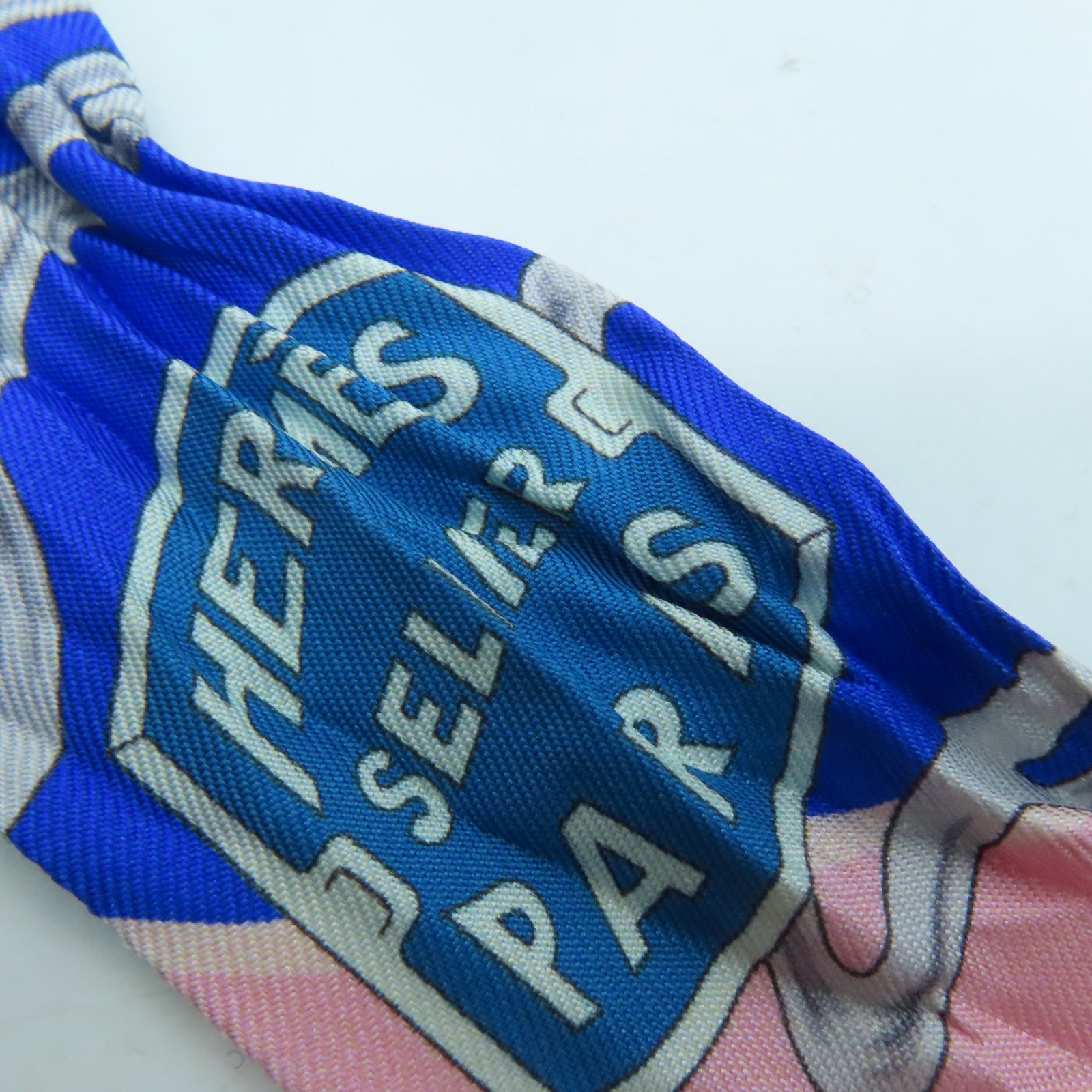 HERMES Silk Twilly Scarf Blue/Pink