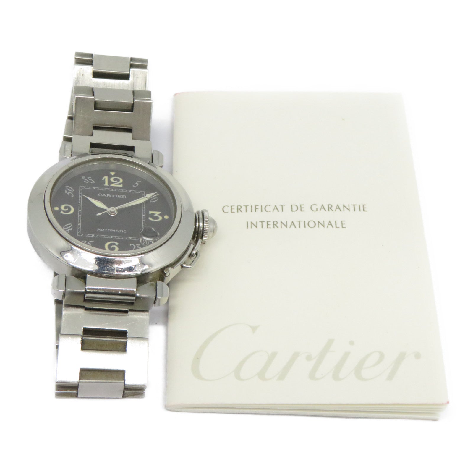 CARTIER Pasha C不鏽鋼手錶自動機芯黑色