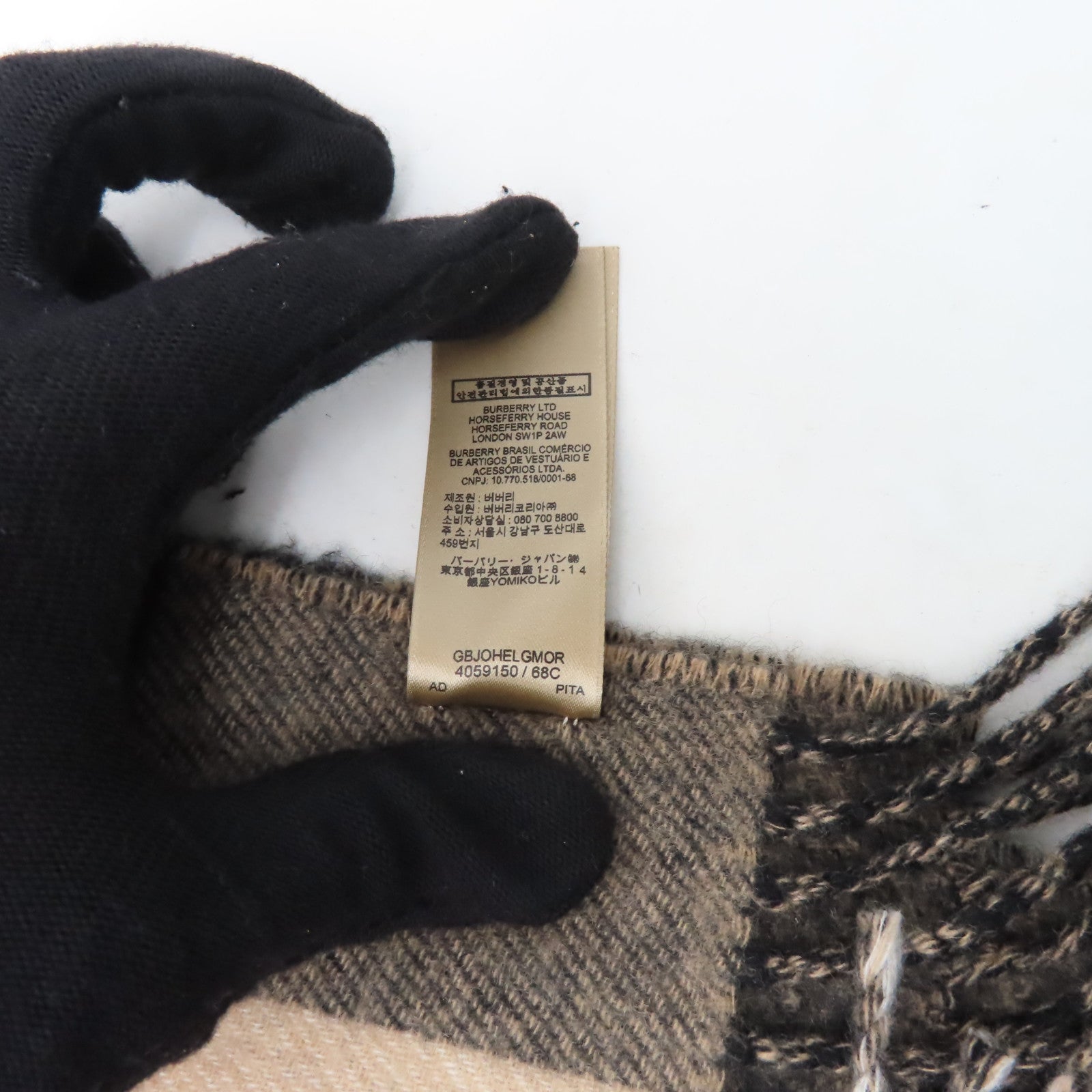BURBERRY 羊絨Scarf圍巾啡色/卡其色