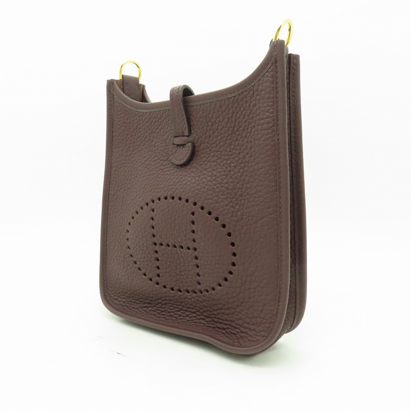 HERMES Clemence皮革Evelyne TPM金扣肩背袋啡色