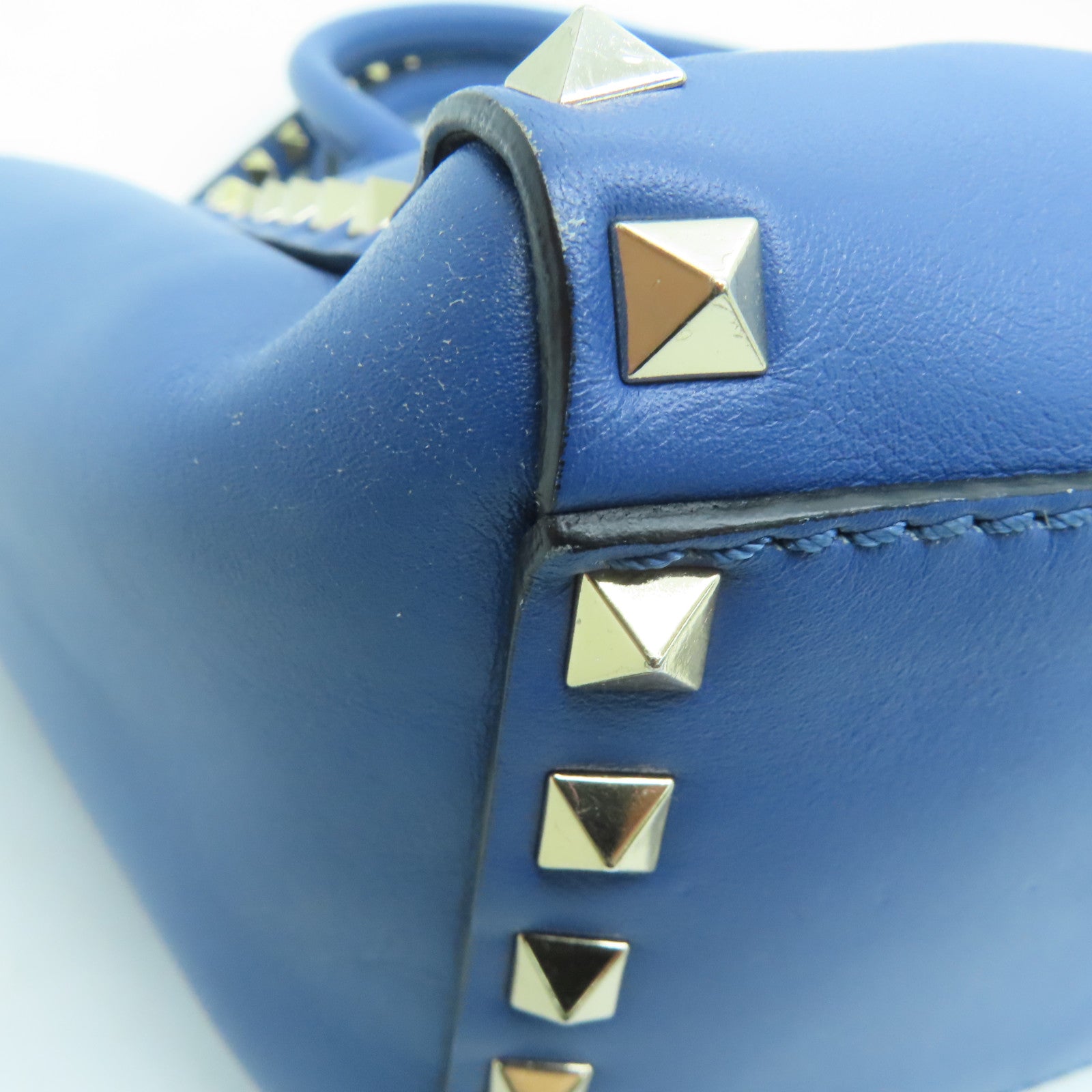 Valentino 牛皮皮革2Way Shoulder金扣手挽肩背两用袋蓝色