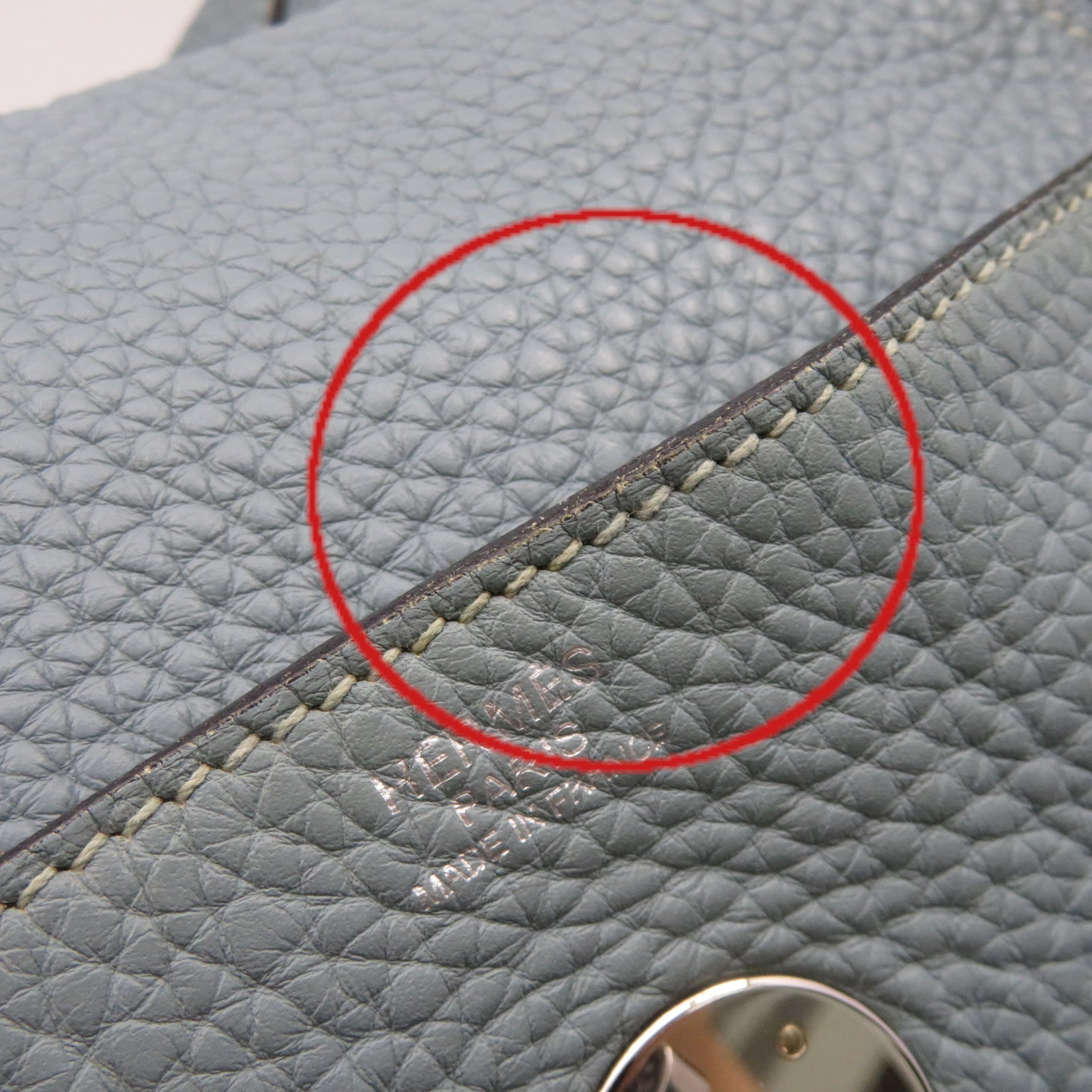 HERMES Clemence皮革Lindy 30 Shoulder Bag银扣肩背袋Ciel/Parchemin米白色/蓝色