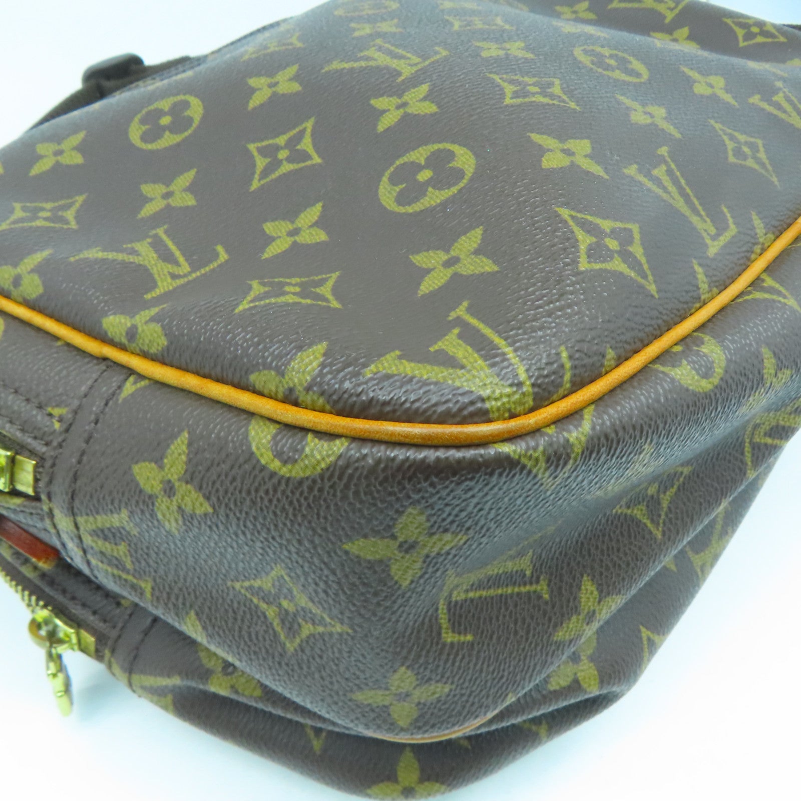 LOUIS VUITTON Monogram Reporter PM金扣肩背袋啡色