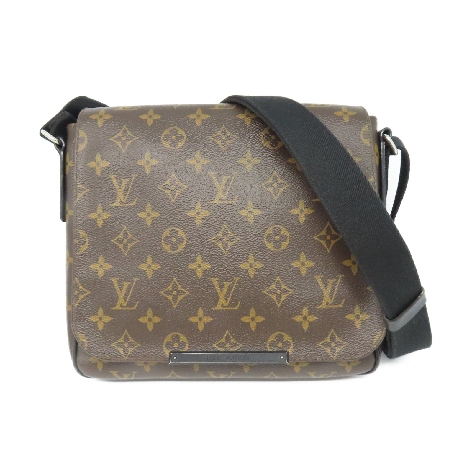 LOUIS VUITTON Monogram District PM Silver Buckle Shoulder Bag Brown/Black
