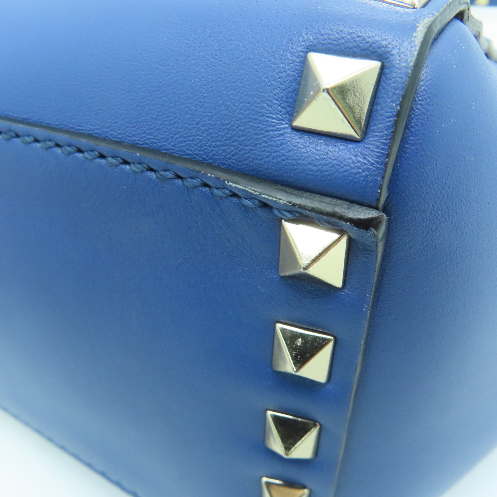Valentino 牛皮皮革2Way Shoulder金扣手挽肩背两用袋蓝色