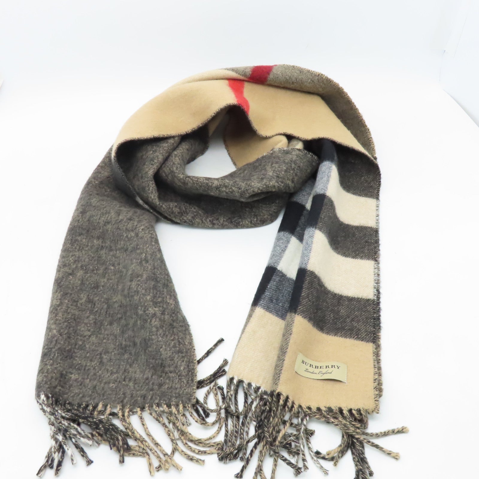 BURBERRY 羊絨Scarf圍巾啡色/卡其色