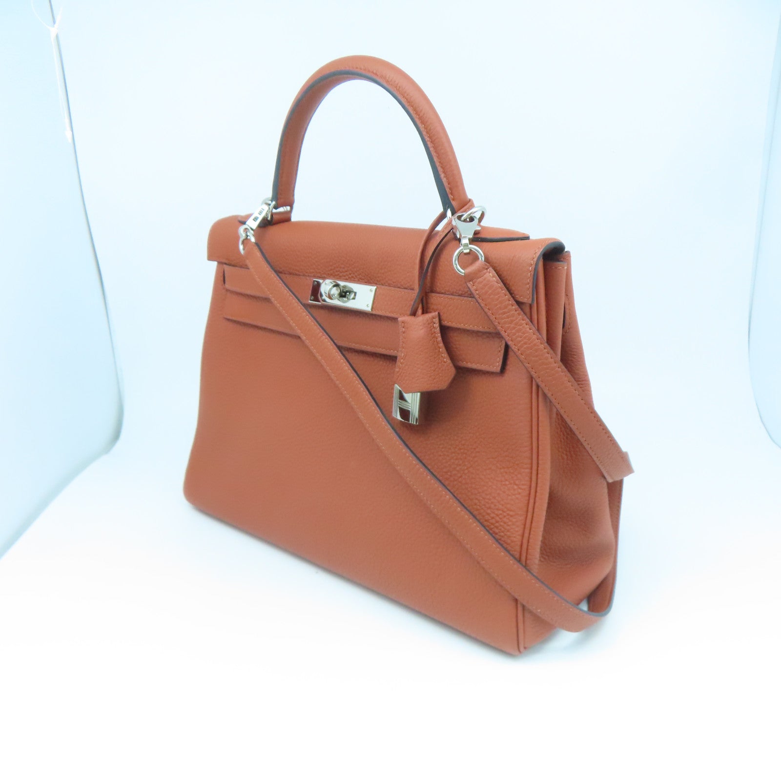 HERMES 【激減優惠】Togo皮革Kelly 32銀扣手挽袋啡色