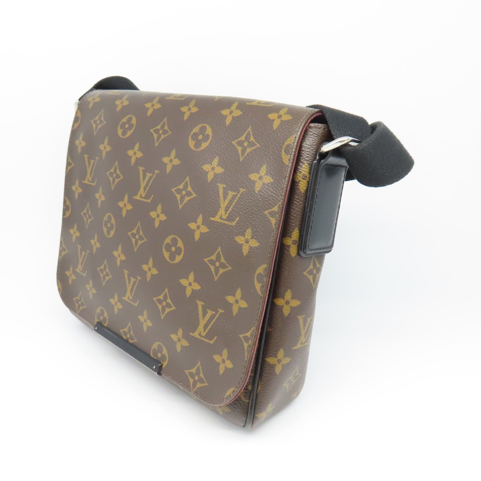LOUIS VUITTON Monogram District PM Silver Buckle Shoulder Bag Brown/Black