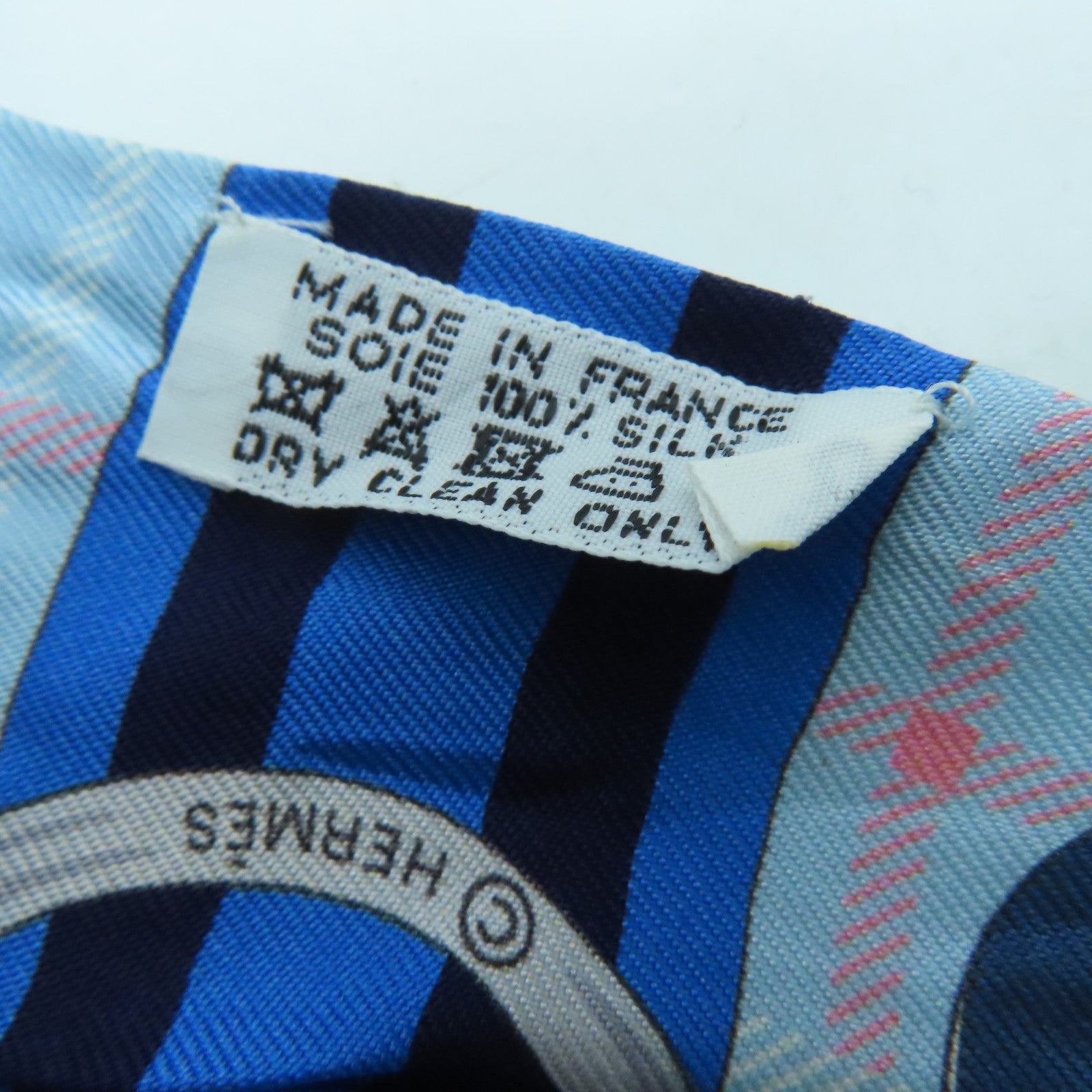 HERMES Silk Twilly Scarf Blue/Pink
