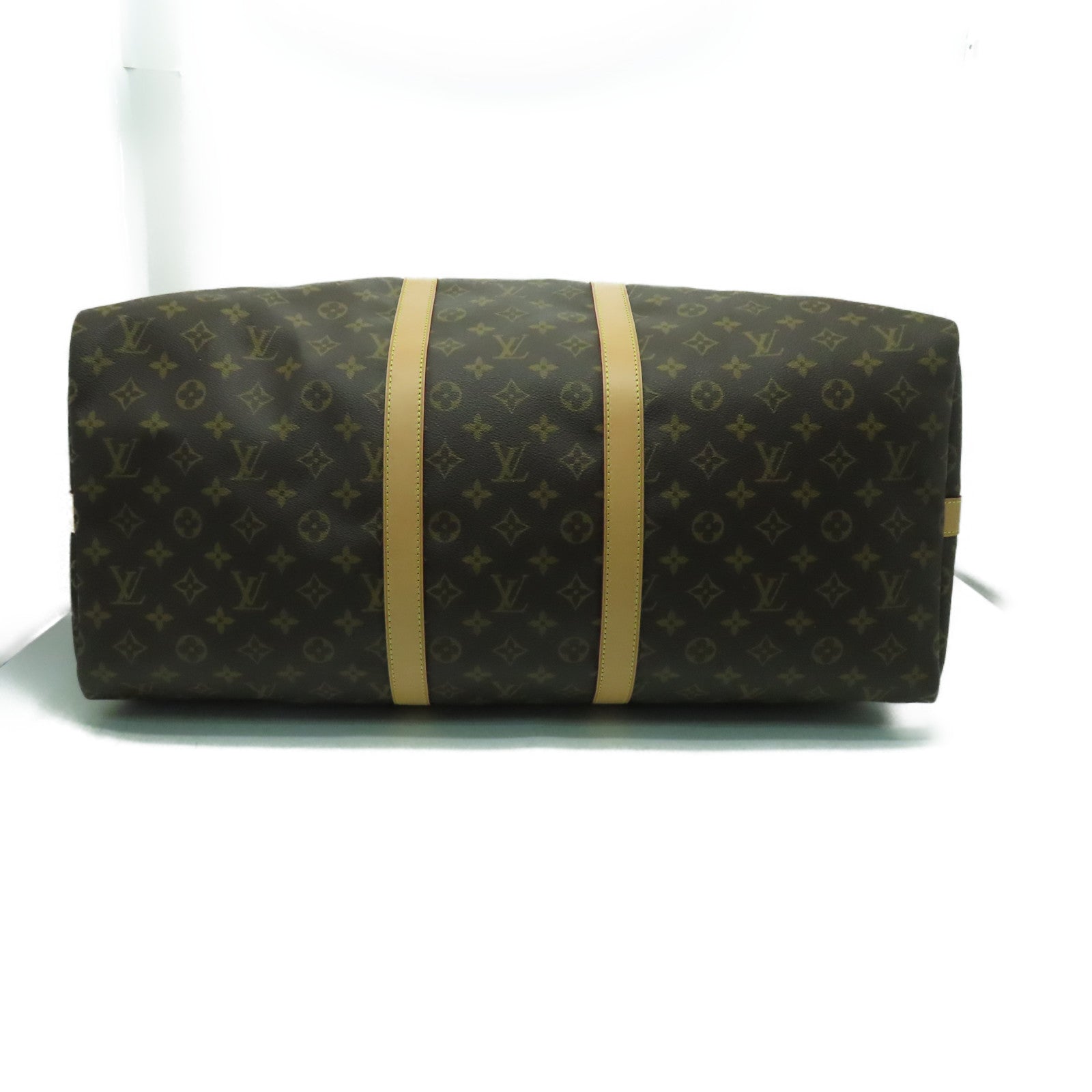 LOUIS VUITTON Monogram Keepall 55金扣手挽肩背兩用袋啡色