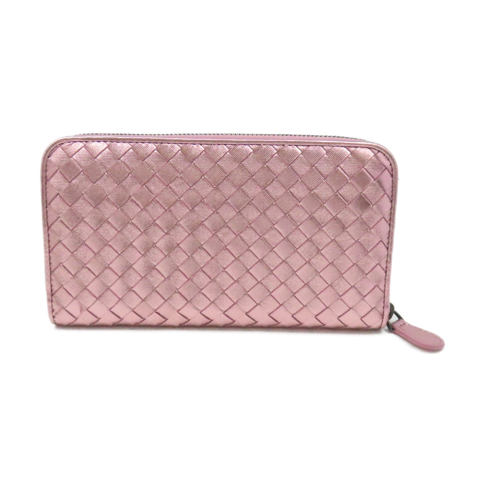 BOTTEGA VENETA 織紋皮革Zipper Long Wallet拉鏈長錢包粉紅色