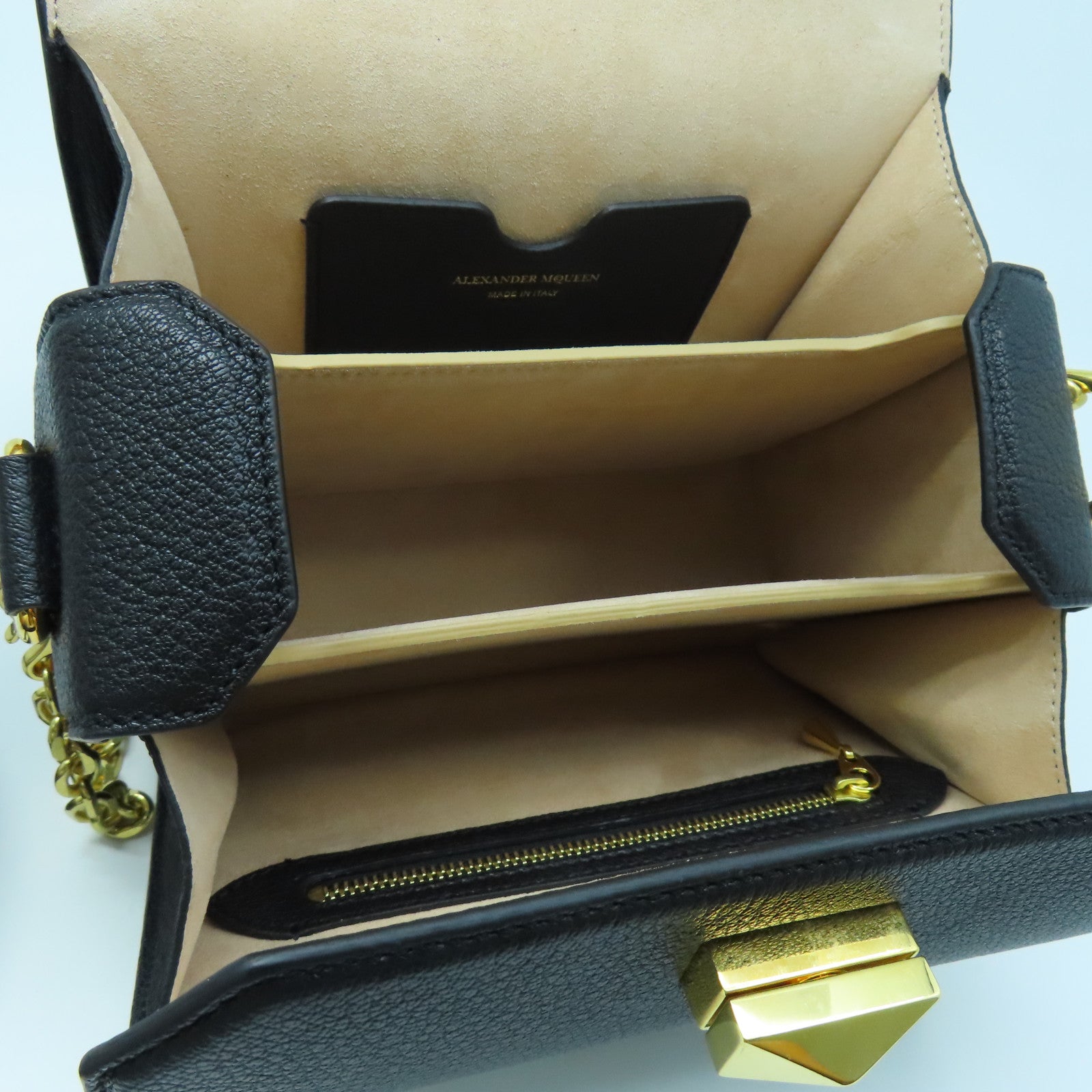 SELECTION Leather Alexander McQueen Gold Buckle Shoulder Bag Black