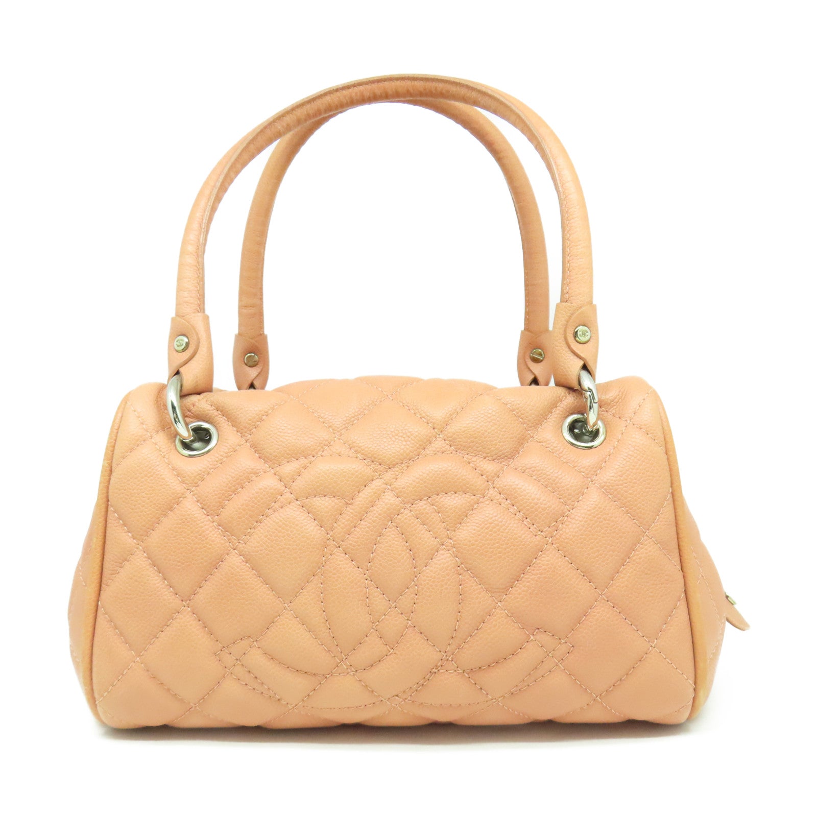 CHANEL 【激減優惠】菱格Caviar皮革Handbag銀扣手挽袋粉紅色