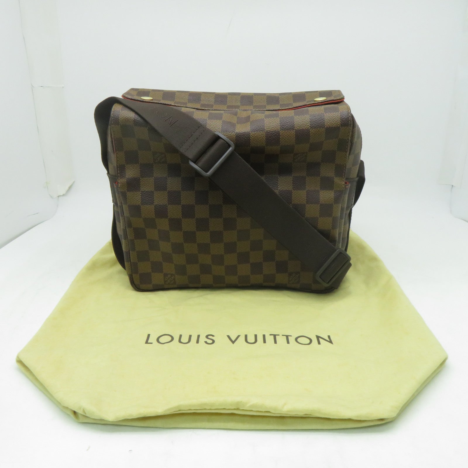 LOUIS VUITTON Damier Ebene Naviglio金扣肩背袋啡色