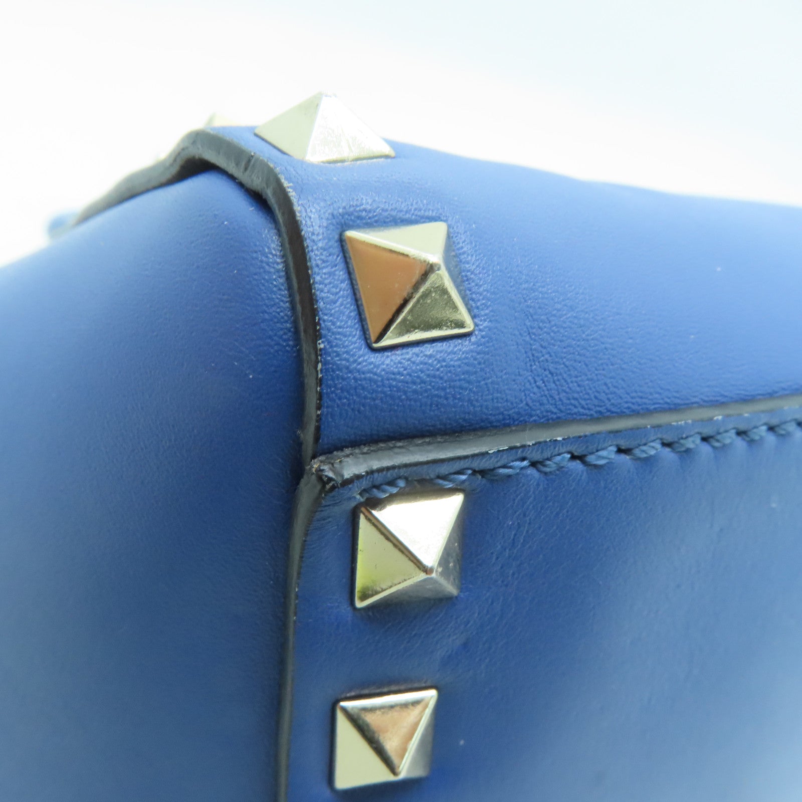 Valentino 牛皮皮革2Way Shoulder金扣手挽肩背两用袋蓝色