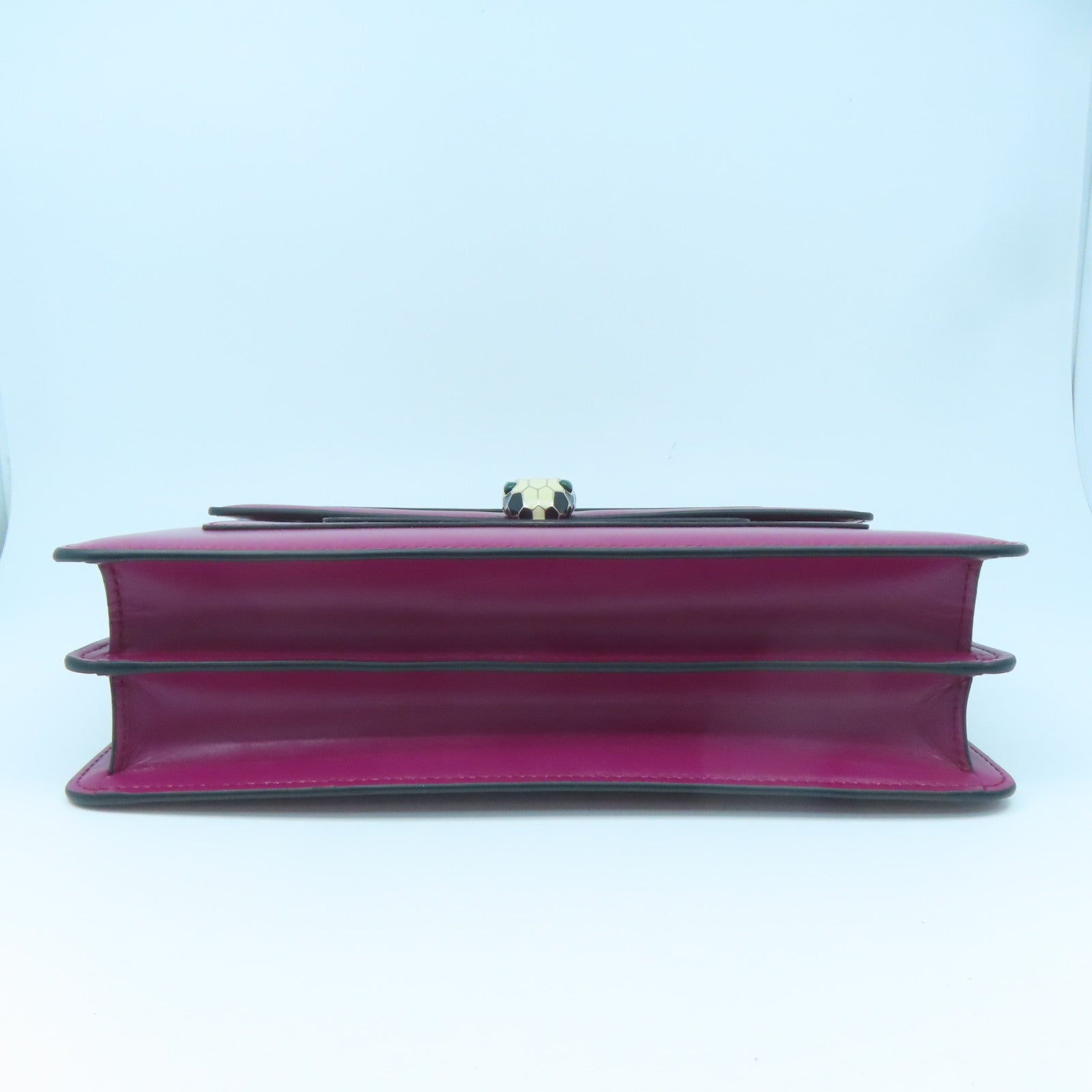 BVLGARI Cowhide Leather Serpenti Gold Buckle Chain Shoulder Bag Purple