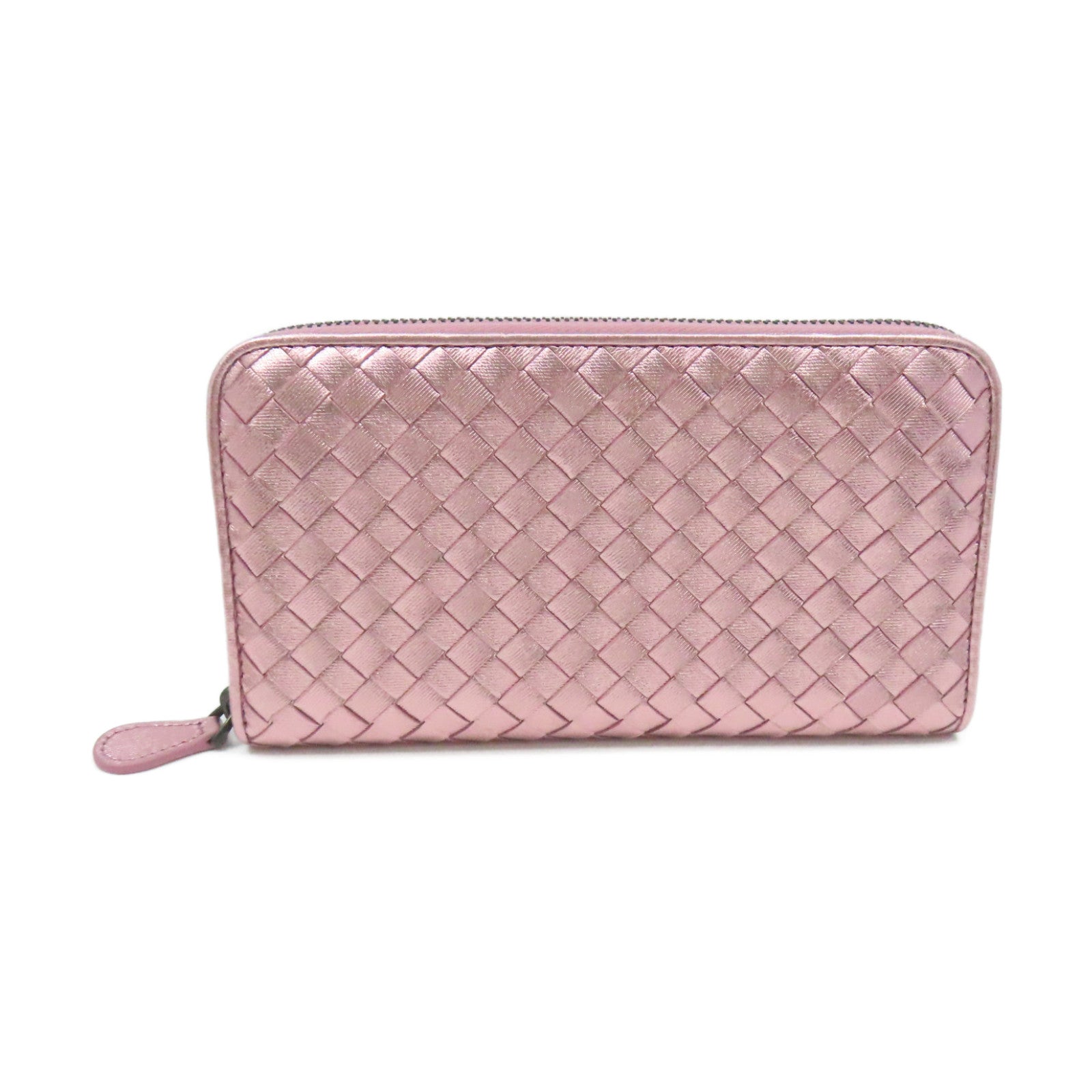 BOTTEGA VENETA 織紋皮革Zipper Long Wallet拉鏈長錢包粉紅色