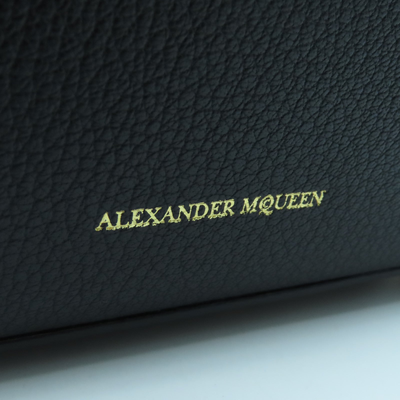 SELECTION Leather Alexander McQueen Gold Buckle Shoulder Bag Black