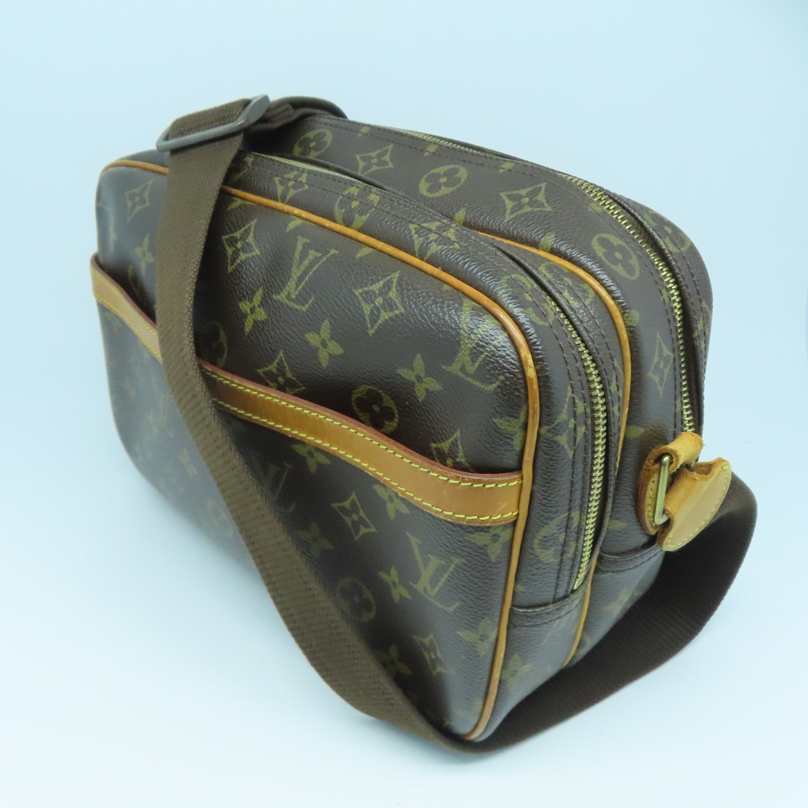 LOUIS VUITTON Monogram Reporter PM金扣肩背袋啡色