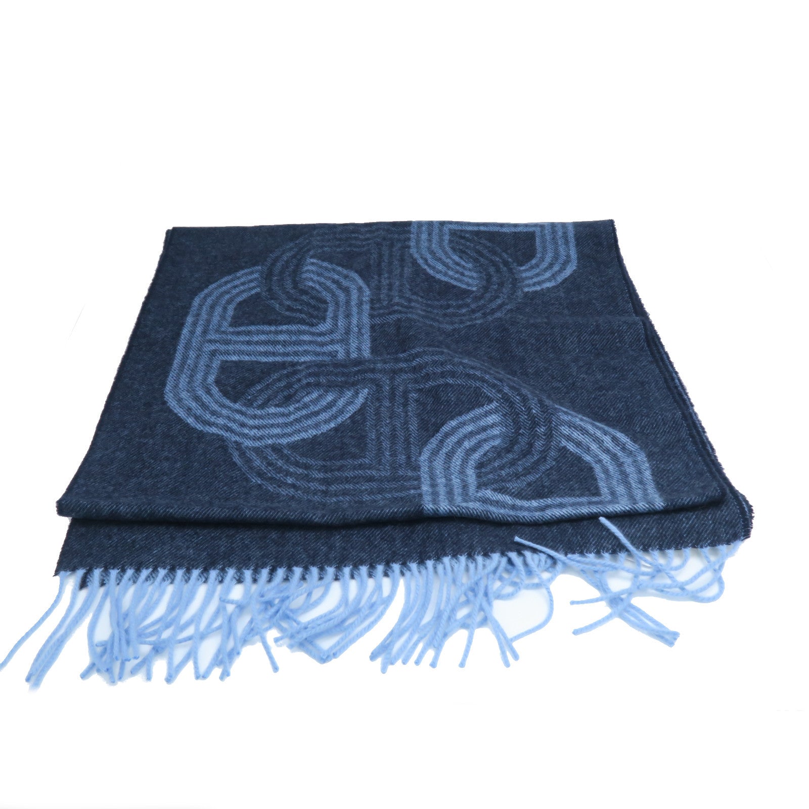 HERMES Wool Scarf Blue