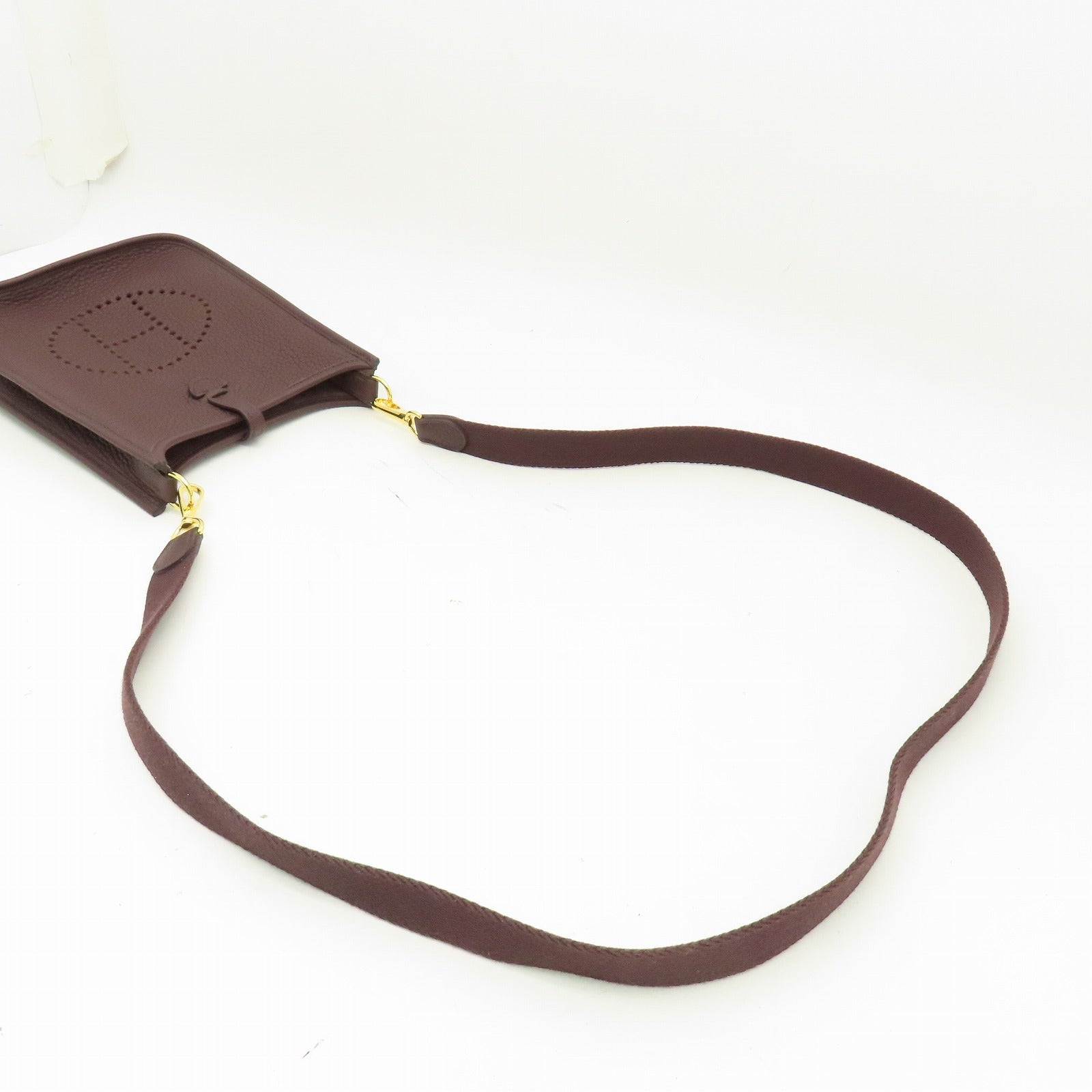 HERMES Clemence皮革Evelyne TPM金扣肩背袋啡色