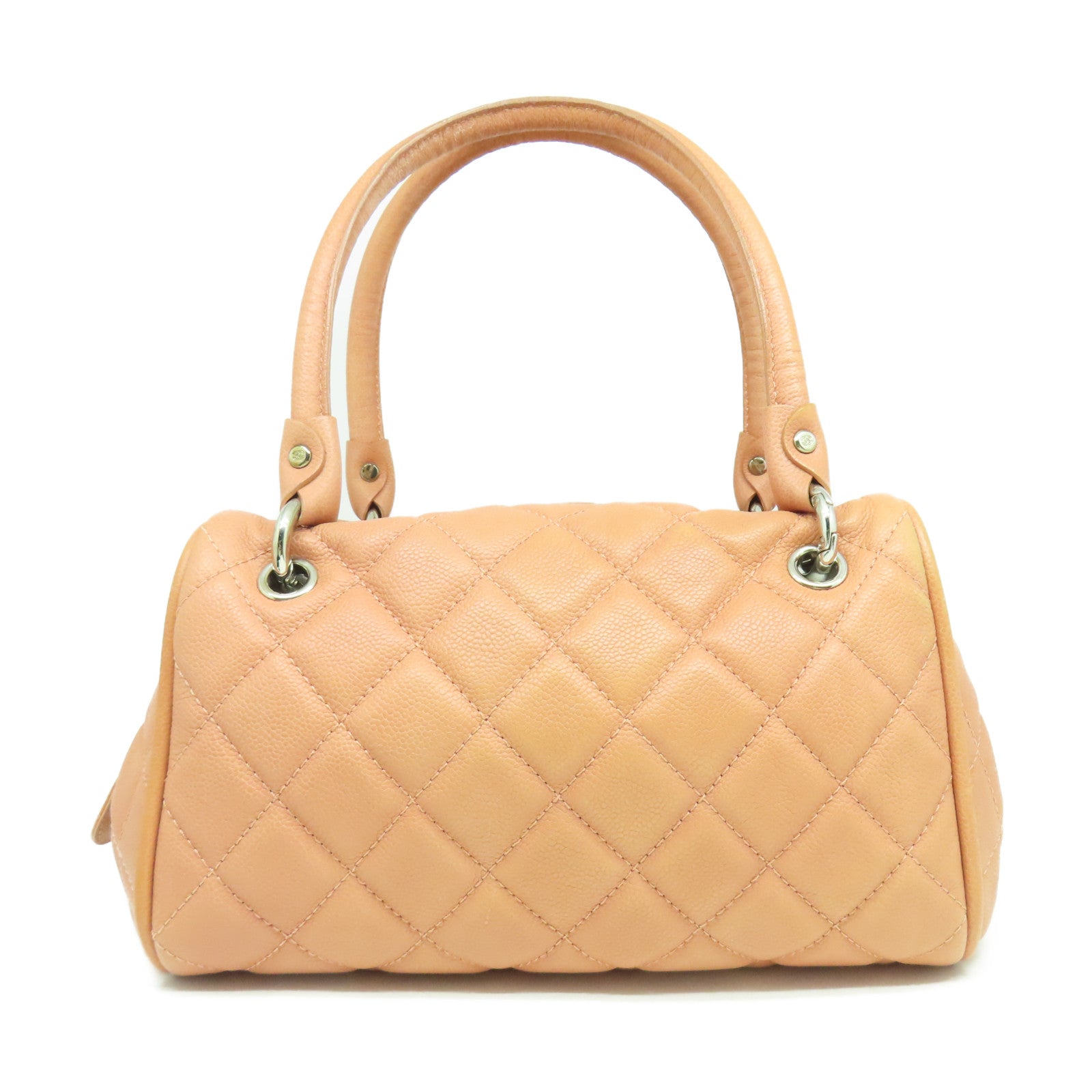 CHANEL 【激減優惠】菱格Caviar皮革Handbag銀扣手挽袋粉紅色