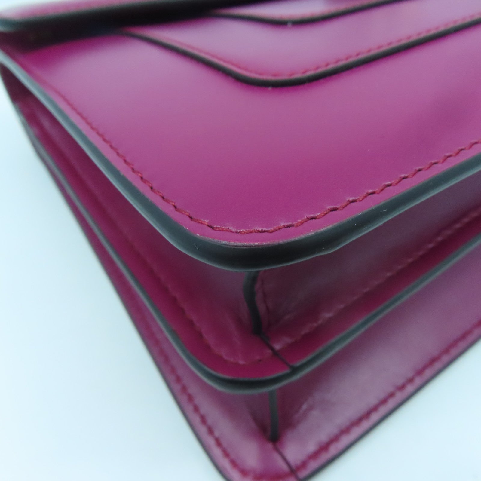 BVLGARI Cowhide Leather Serpenti Gold Buckle Chain Shoulder Bag Purple