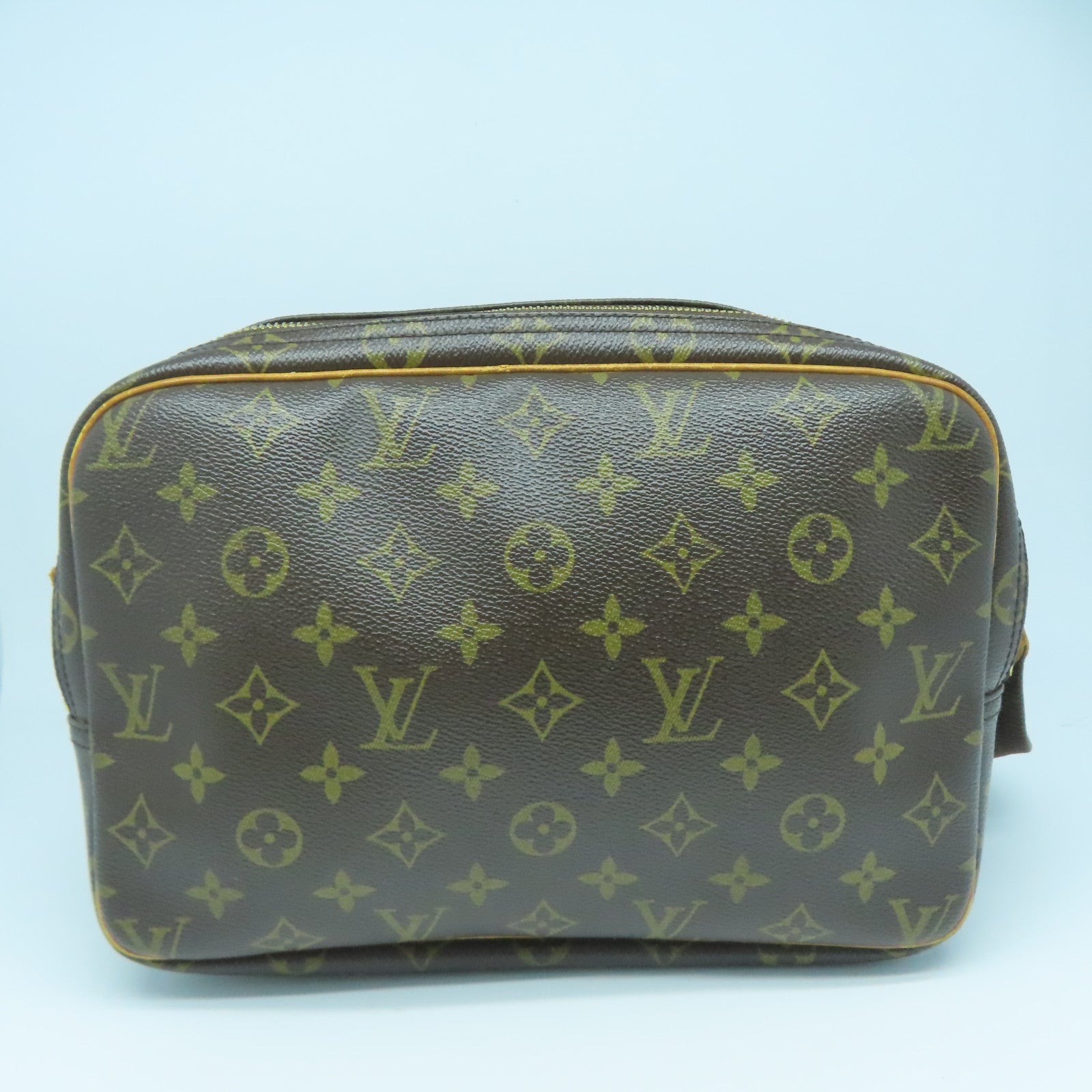 LOUIS VUITTON Monogram Reporter PM金扣肩背袋啡色