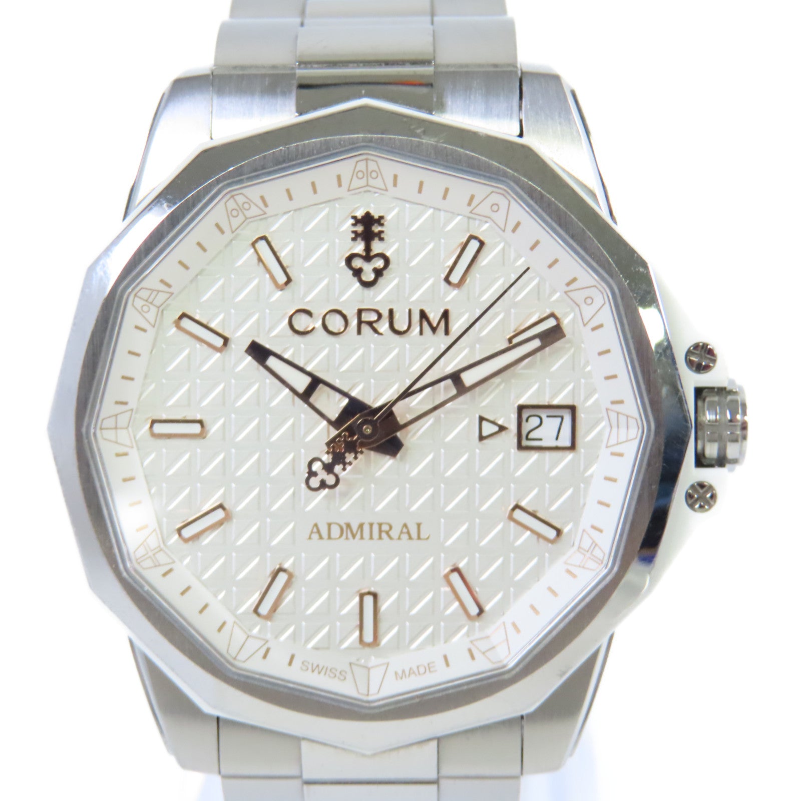 CORUM Admiral 38mm Watch金屬自動機芯手錶白色/金色/銀色