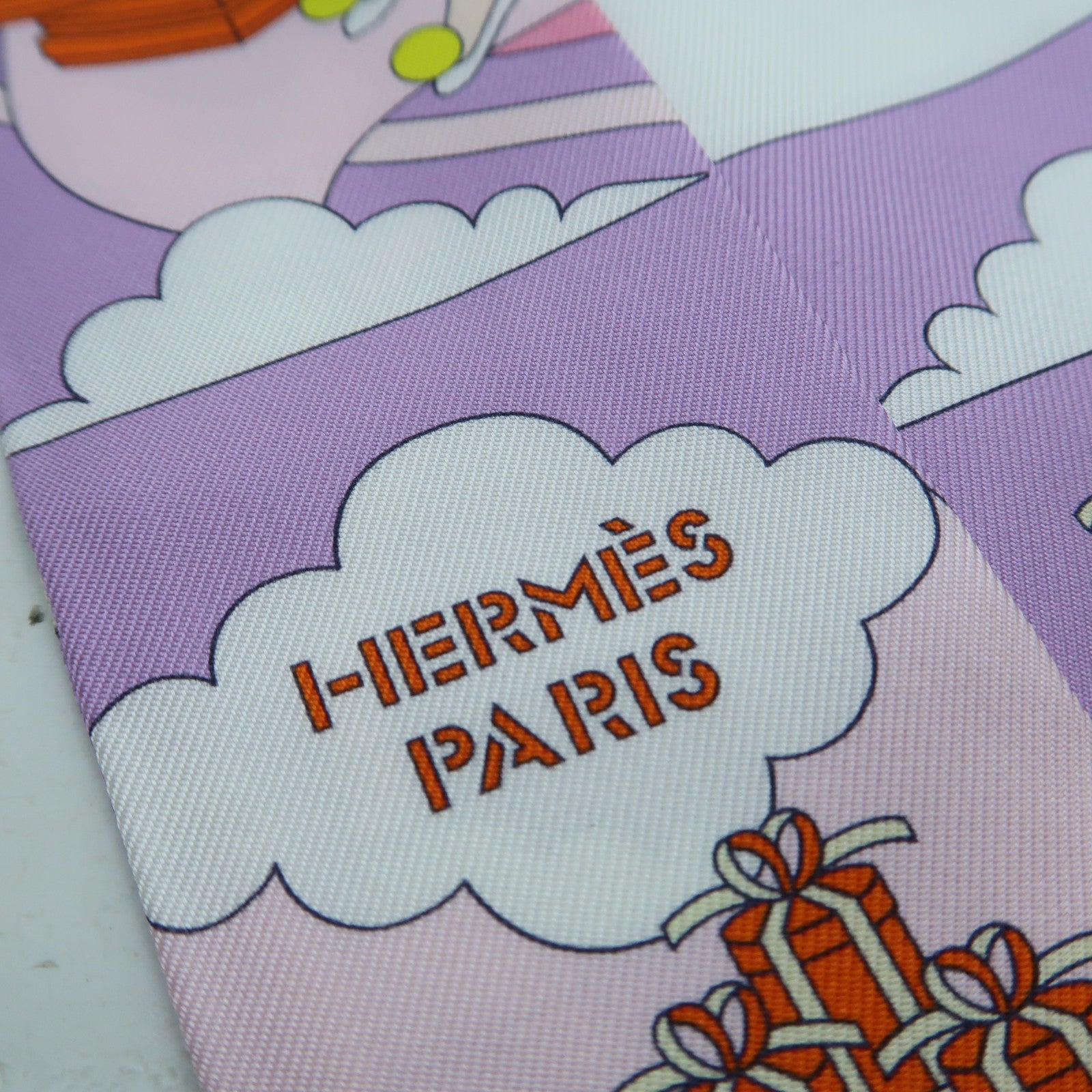 HERMES 絲質Twilly絲巾彩色