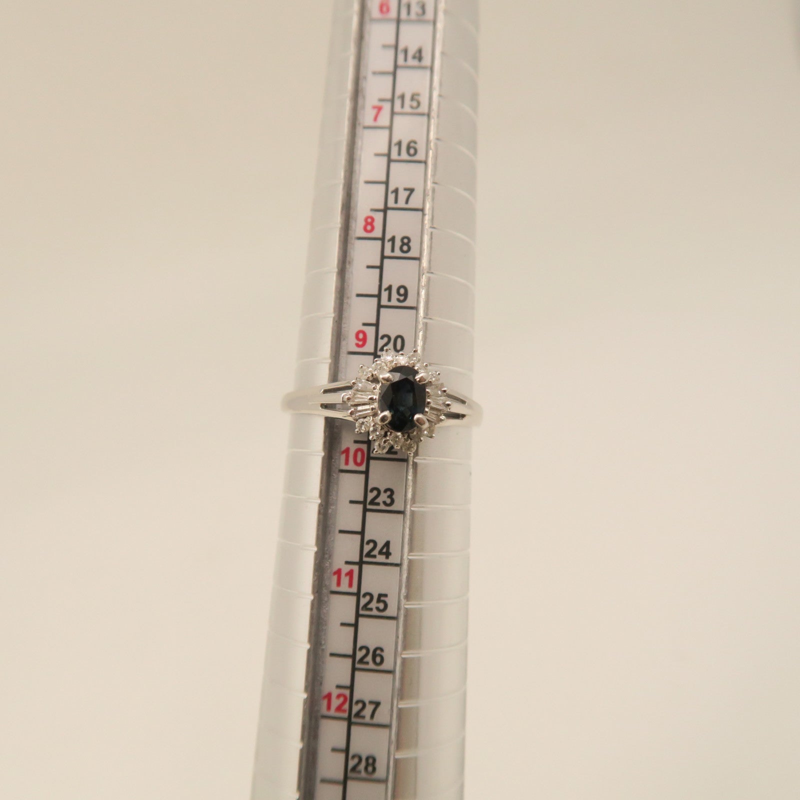 JEWELRY PT900鉑金Sapphire Diamond Ring藍寶石/鑽石戒指US#9.5