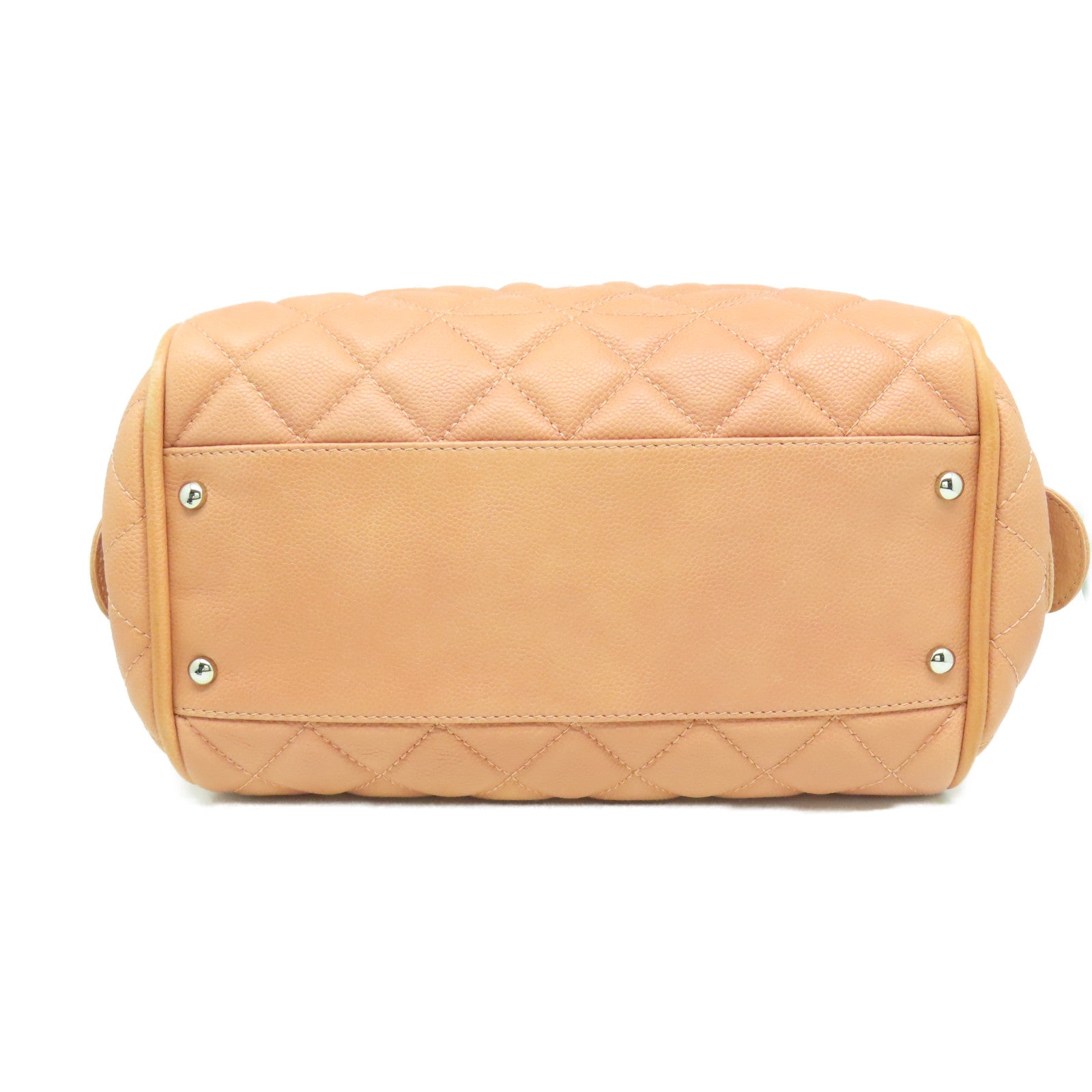 CHANEL 【激減優惠】菱格Caviar皮革Handbag銀扣手挽袋粉紅色
