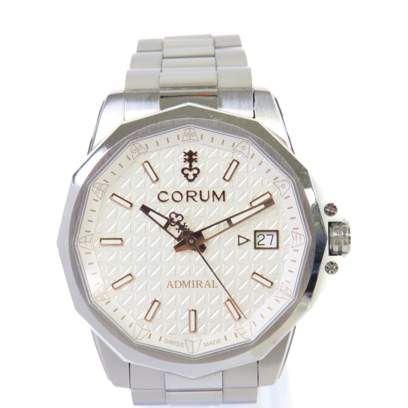 CORUM Admiral 38mm Watch金屬自動機芯手錶白色/金色/銀色