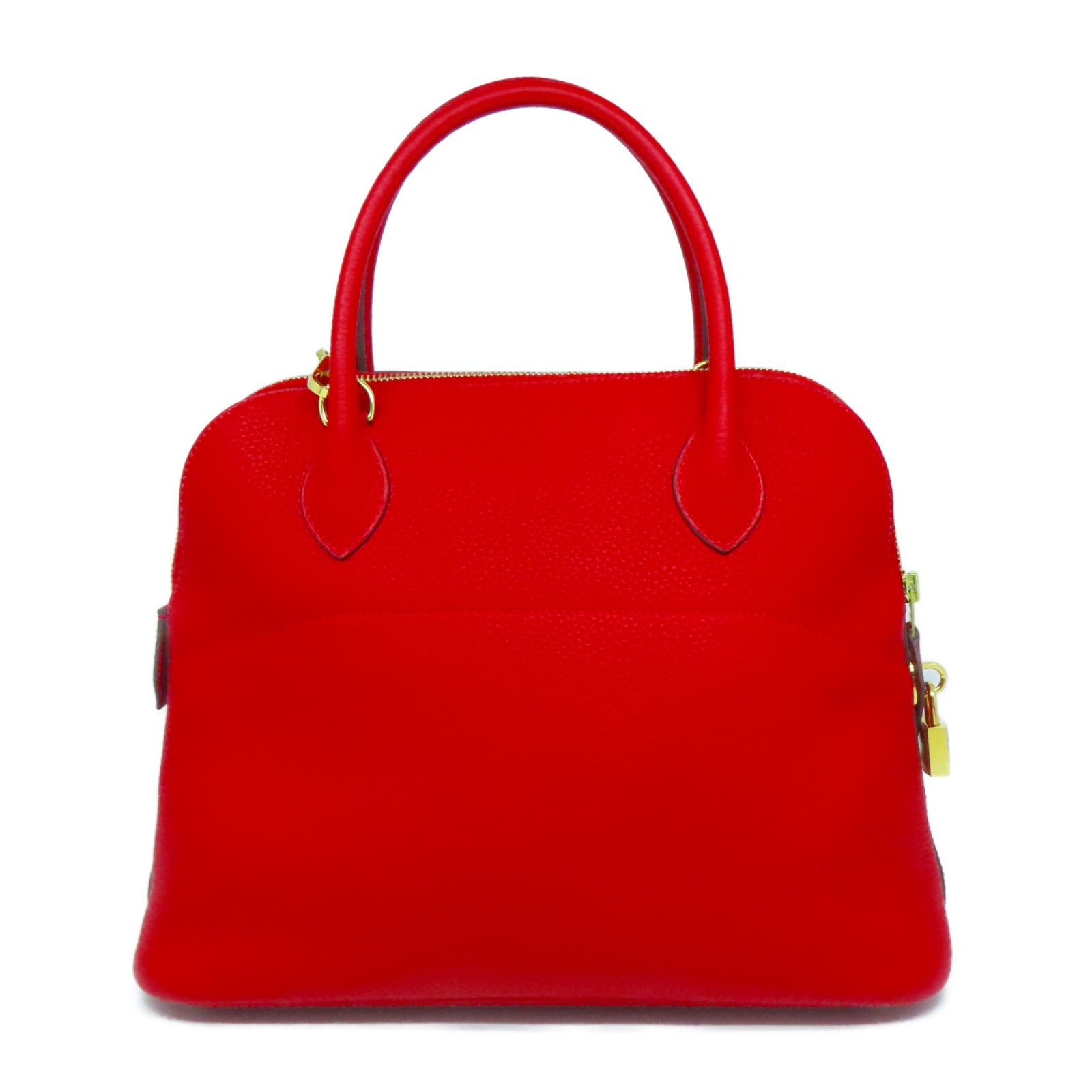HERMES Clemence皮革Bolide 31金扣手挽肩背兩用袋紅色